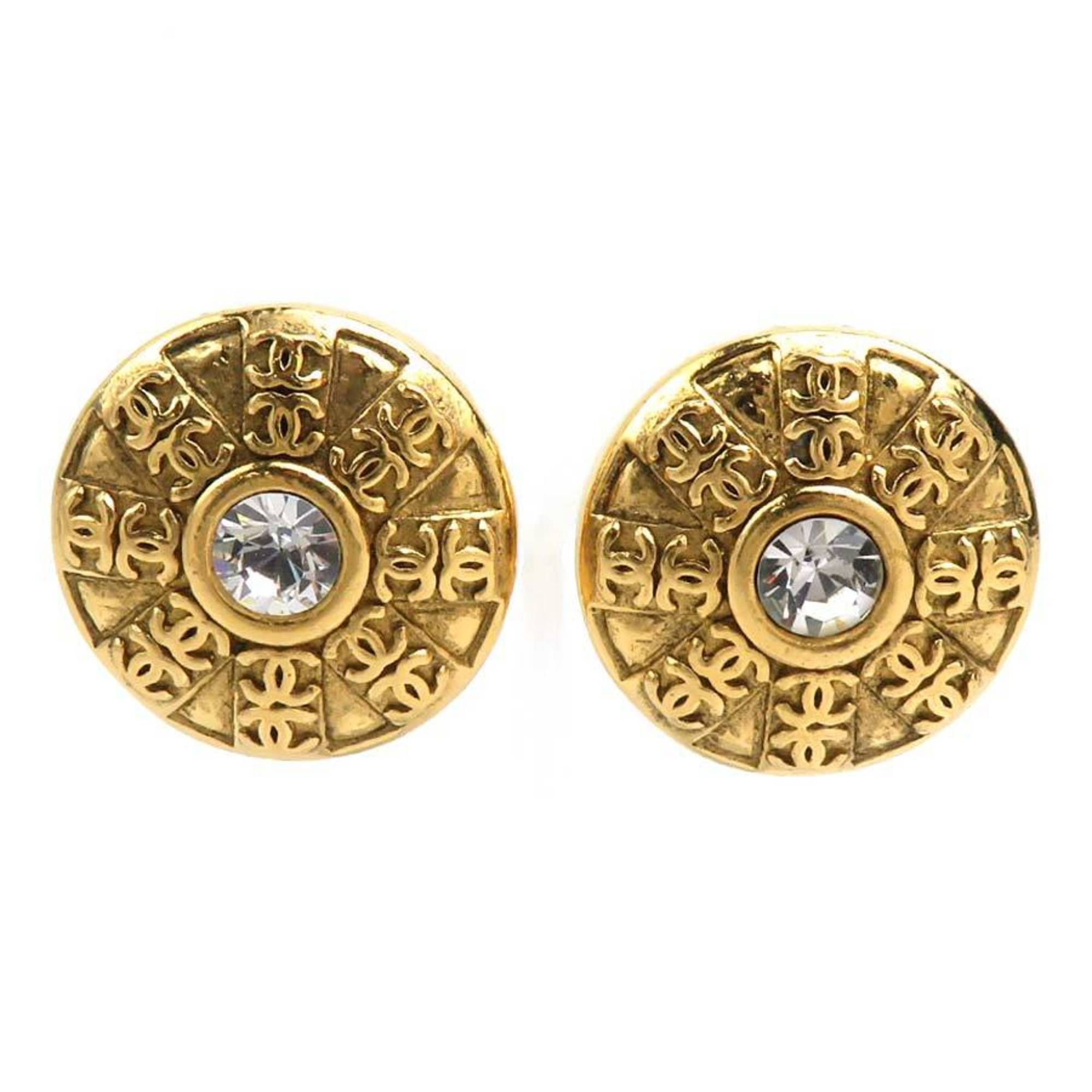 CC Logo Clip-On Earrings Gold-Tone Metal