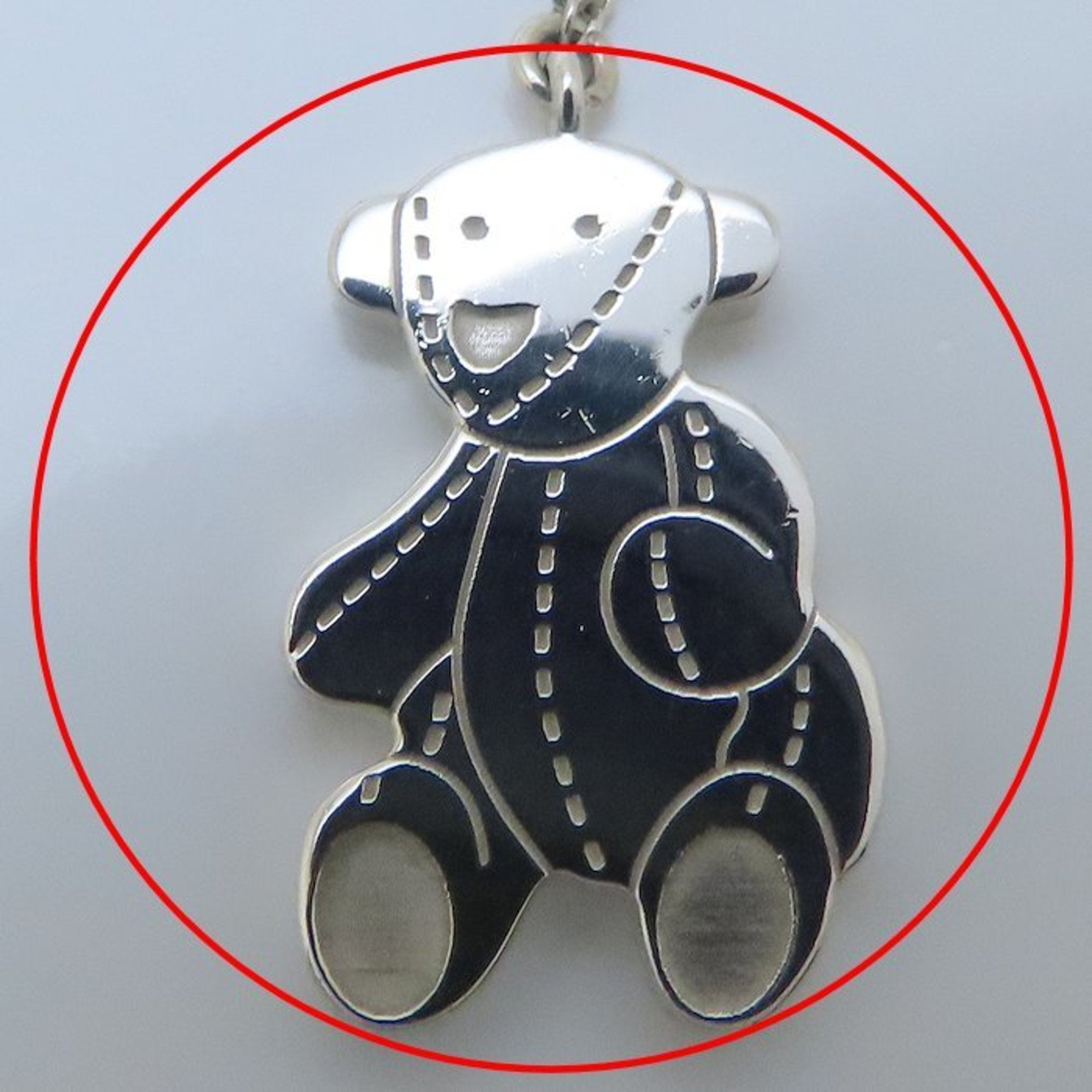 Teddy Bear Pendant Necklace Sterling Silver