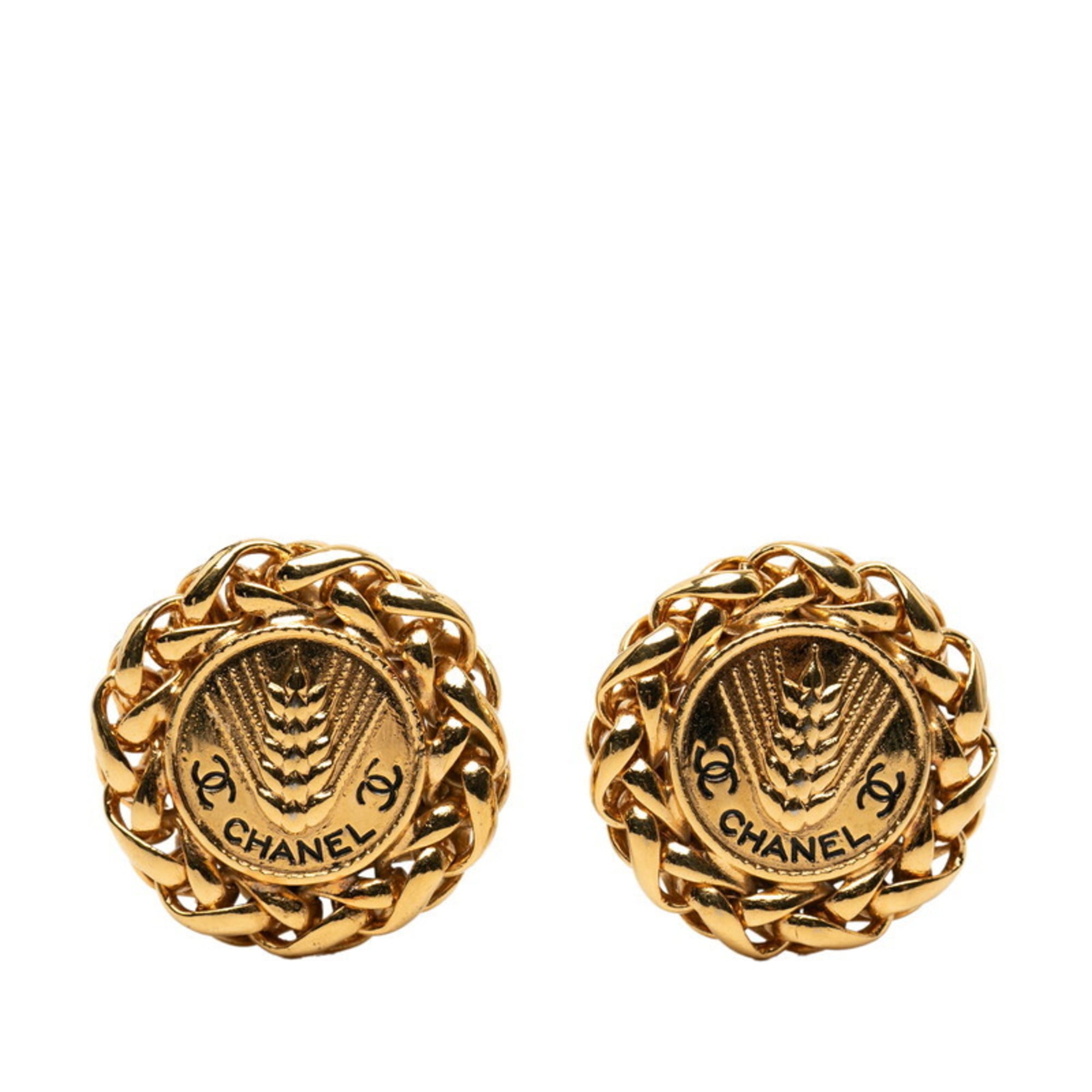 CC Logo Clip-On Earrings Metal Gold-Tone Metal
