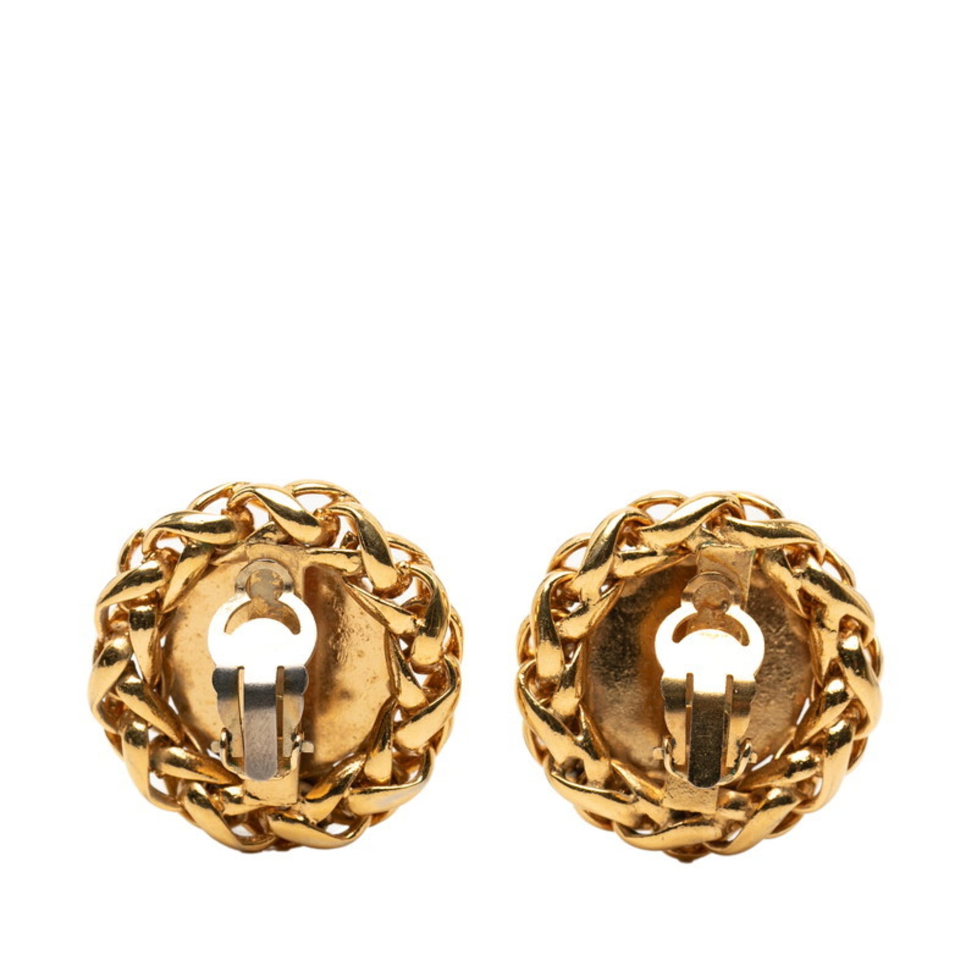 CC Logo Clip-On Earrings Metal Gold-Tone Metal
