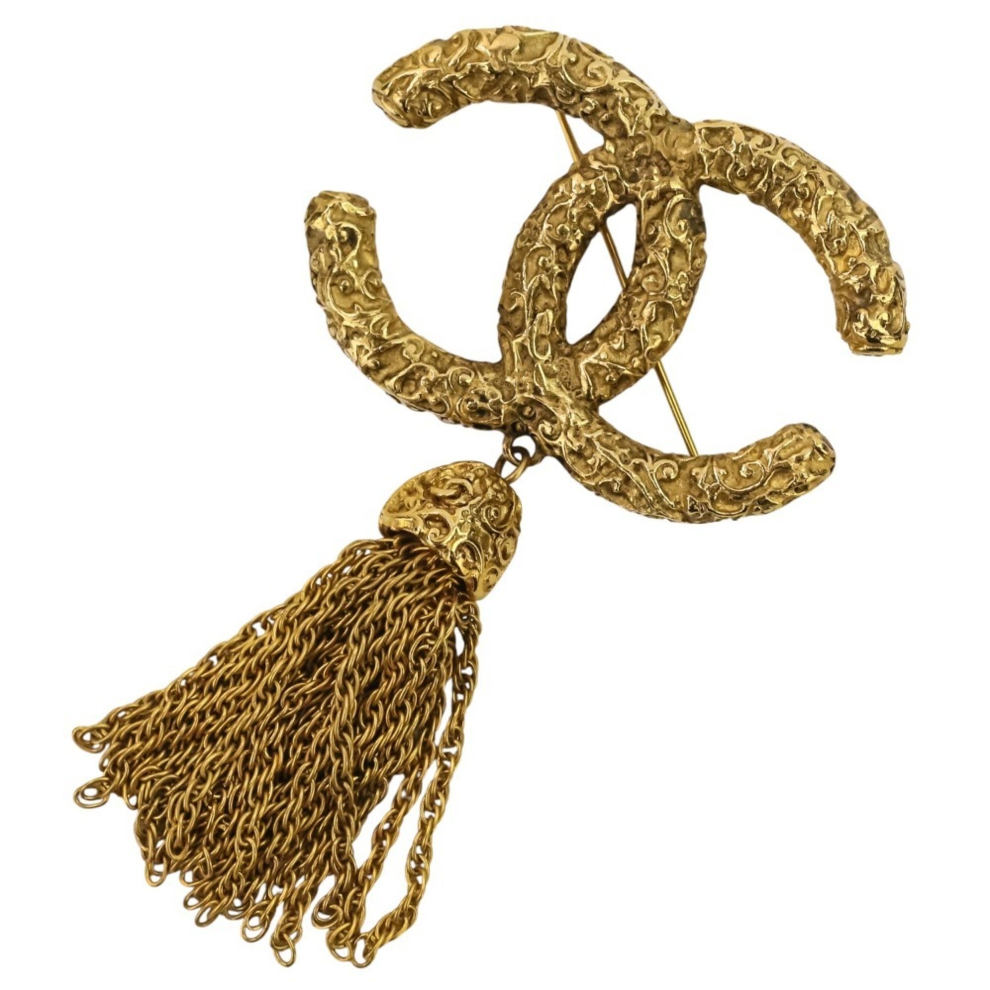 CC Logo Brooch Gold-Tone Metal