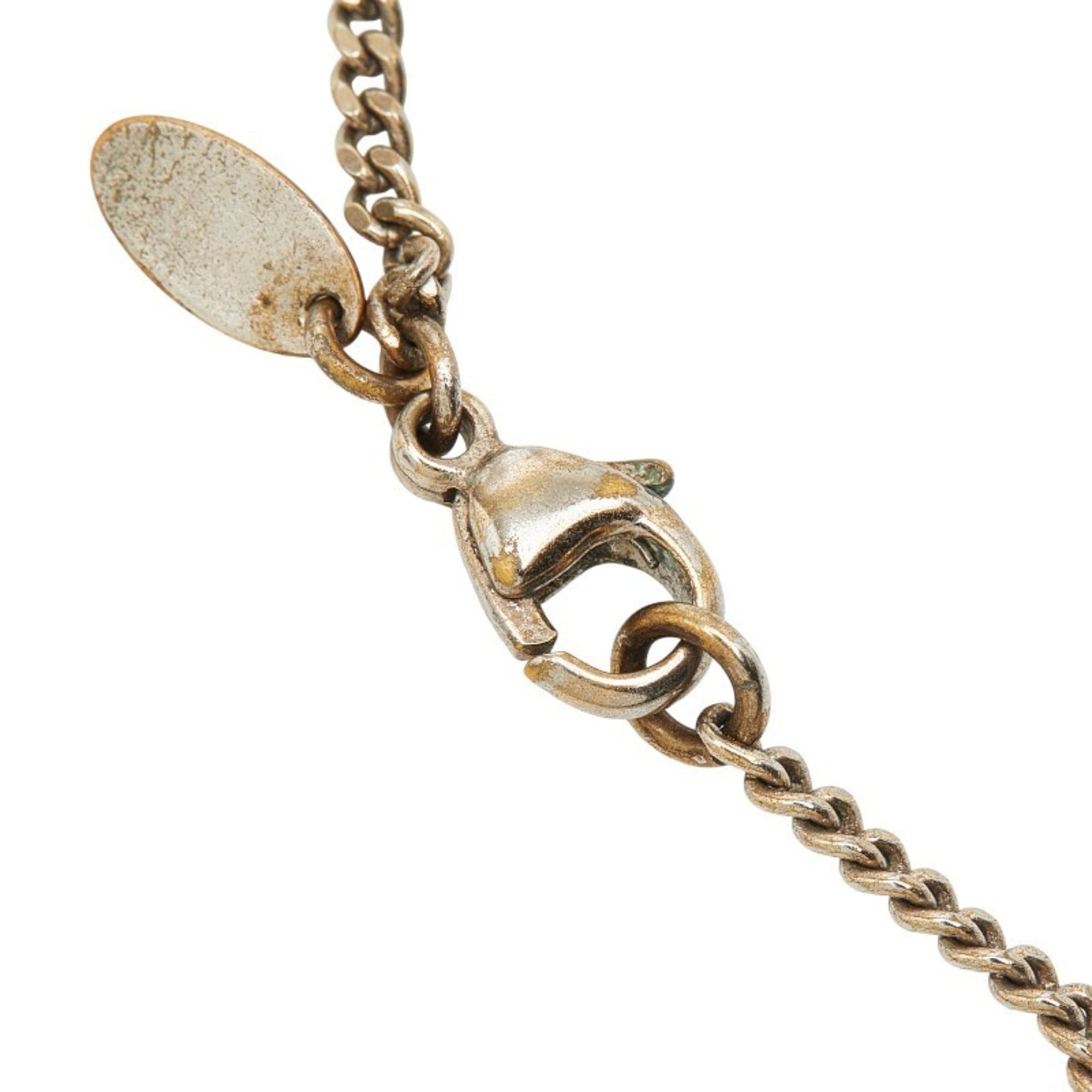 CC Logo Heart Pendant Necklace Silver-Tone Metal
