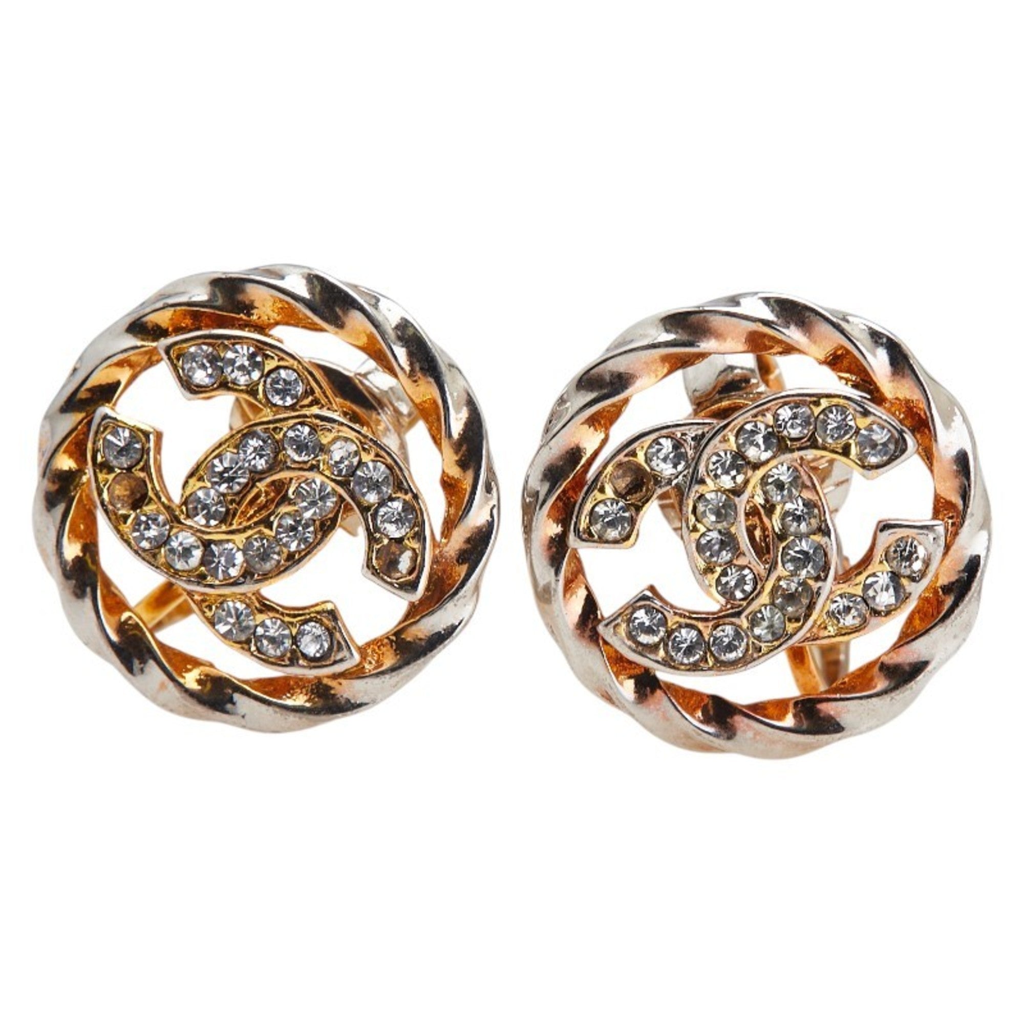 CC Logo Round Earrings Gold-Tone Metal Gold-Tone Metal