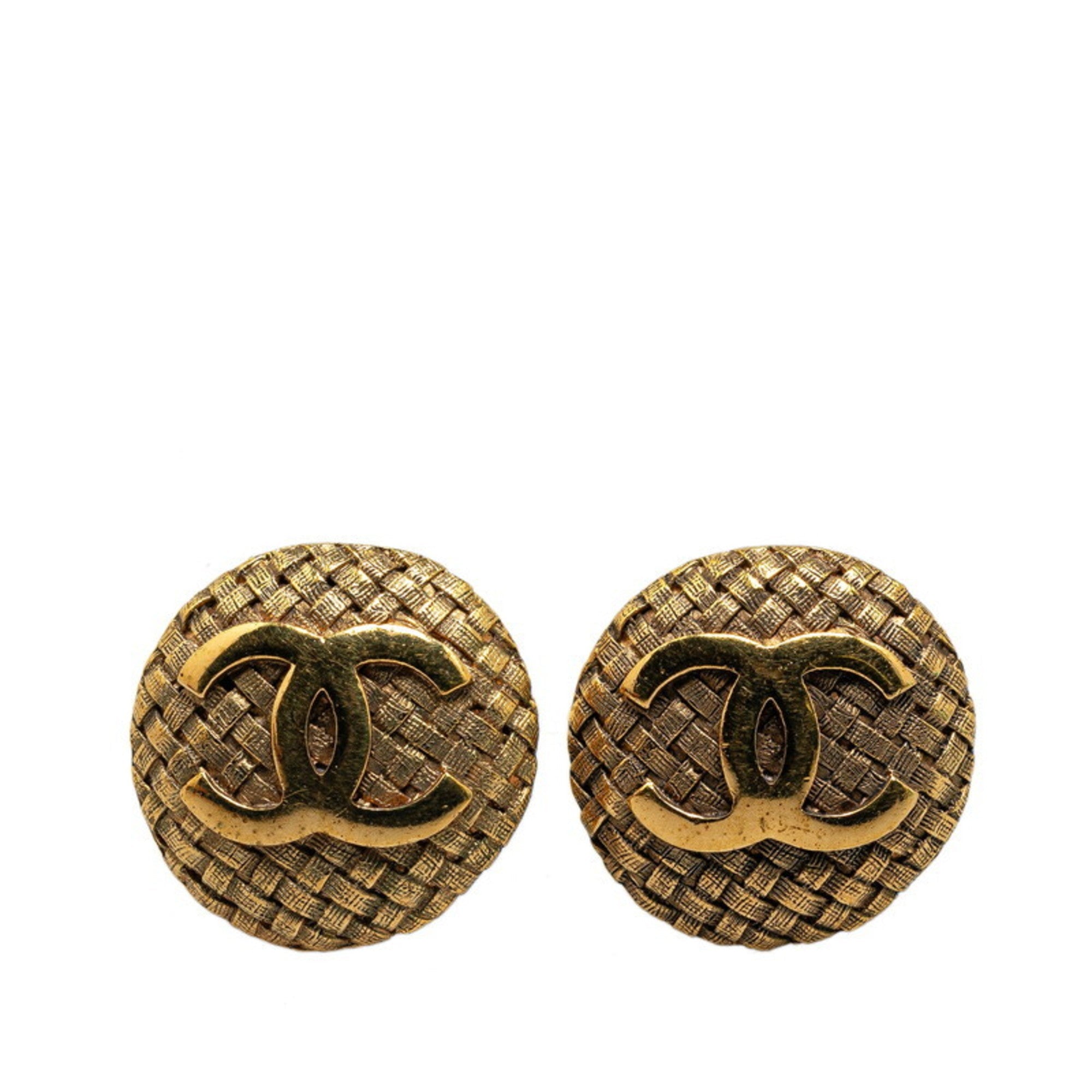 CC Logo Clip-On Earrings Metal Gold-Tone Metal