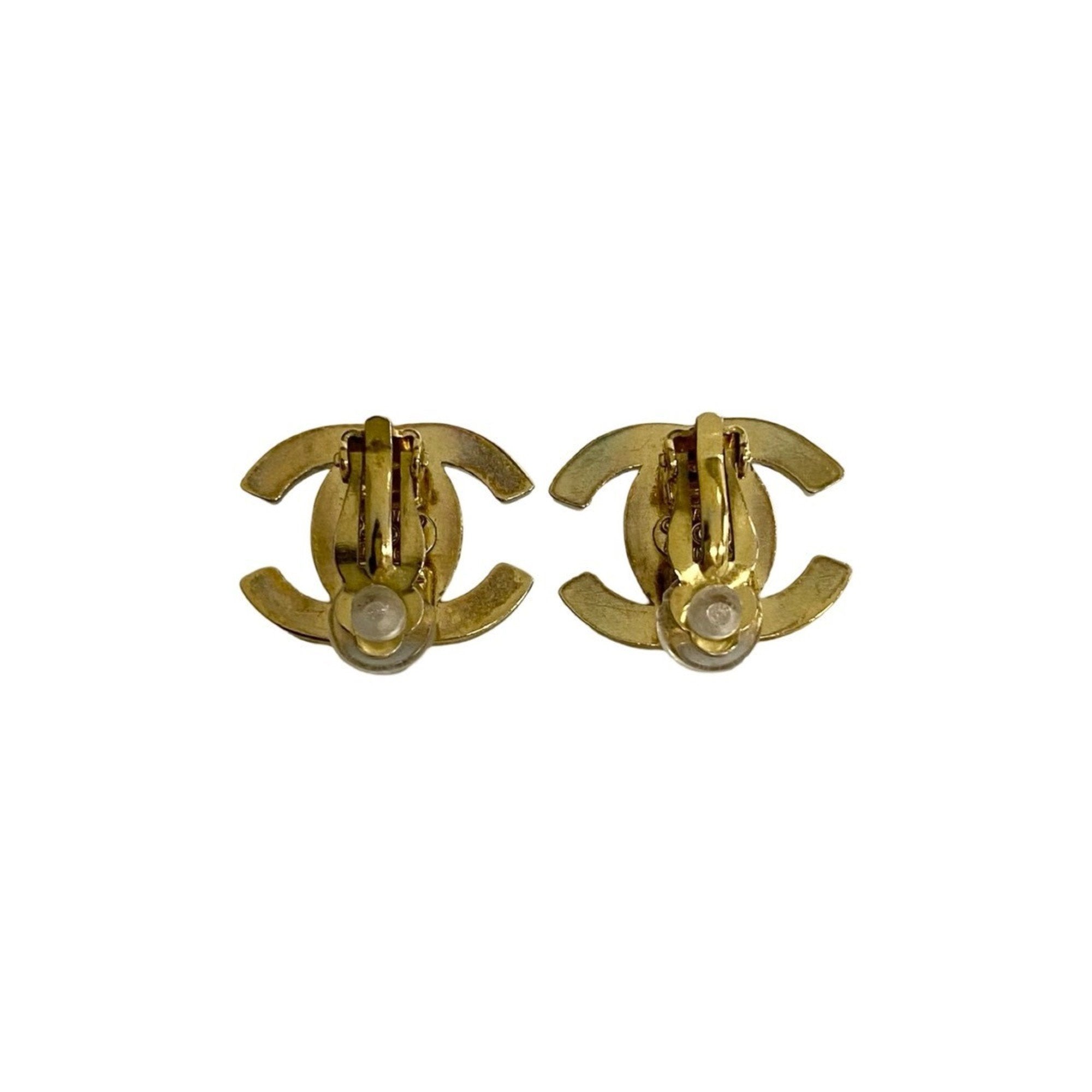 CC Logo Clip-On Earrings Metal Gold-Tone Metal