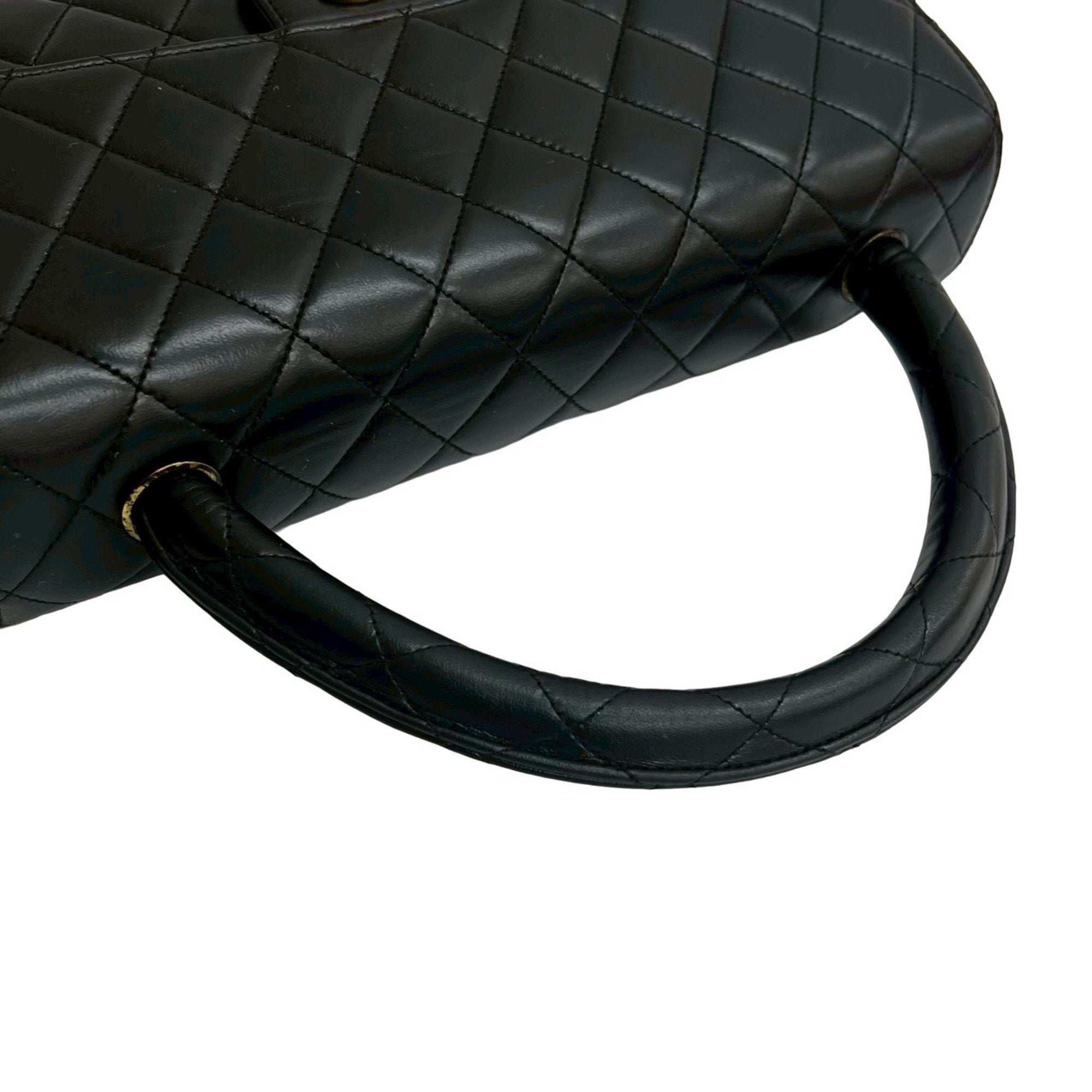 Vintage Twin Top Handle Flap Bag Quilted Lambskin Medium