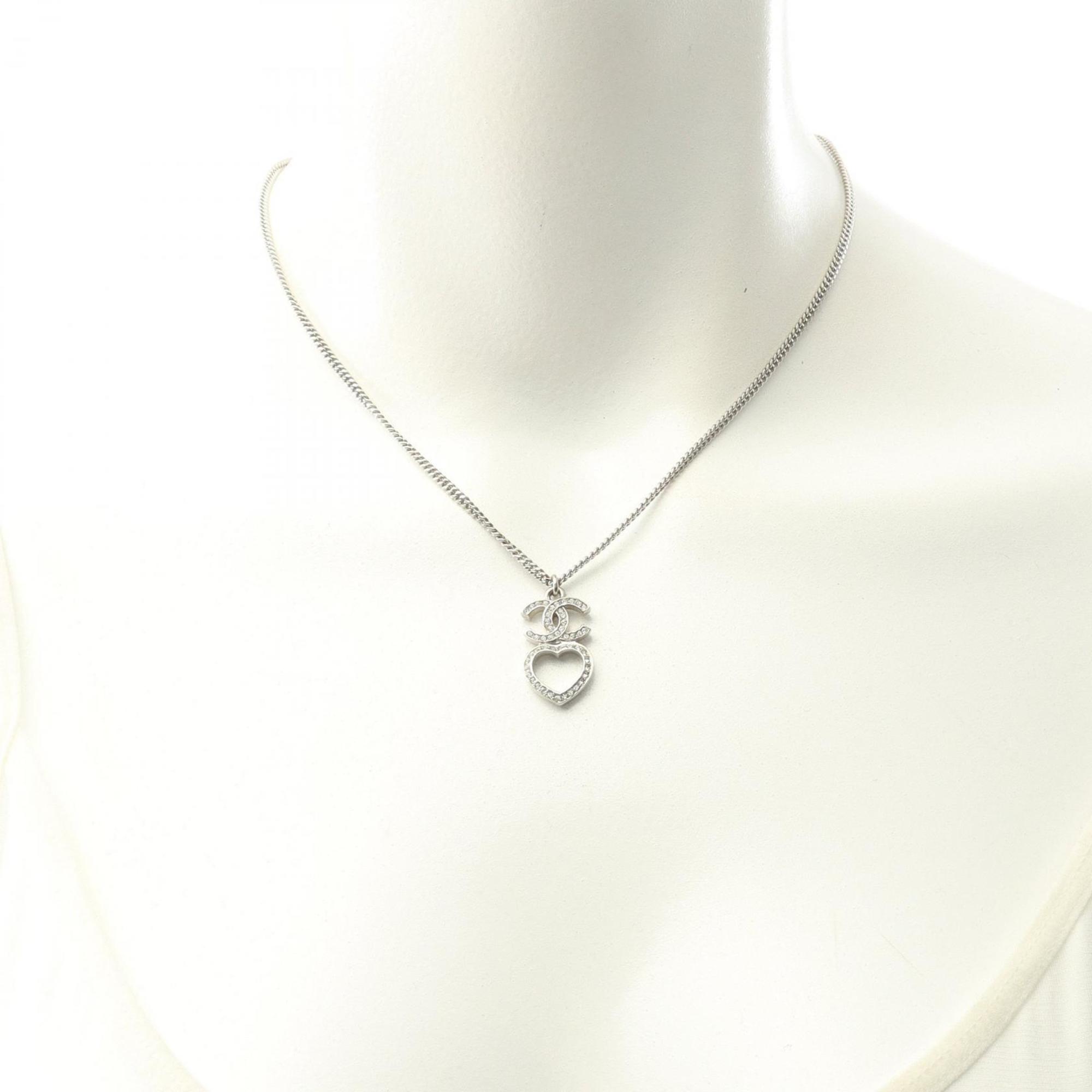CC Logo Heart Pendant Necklace Sterling Silver