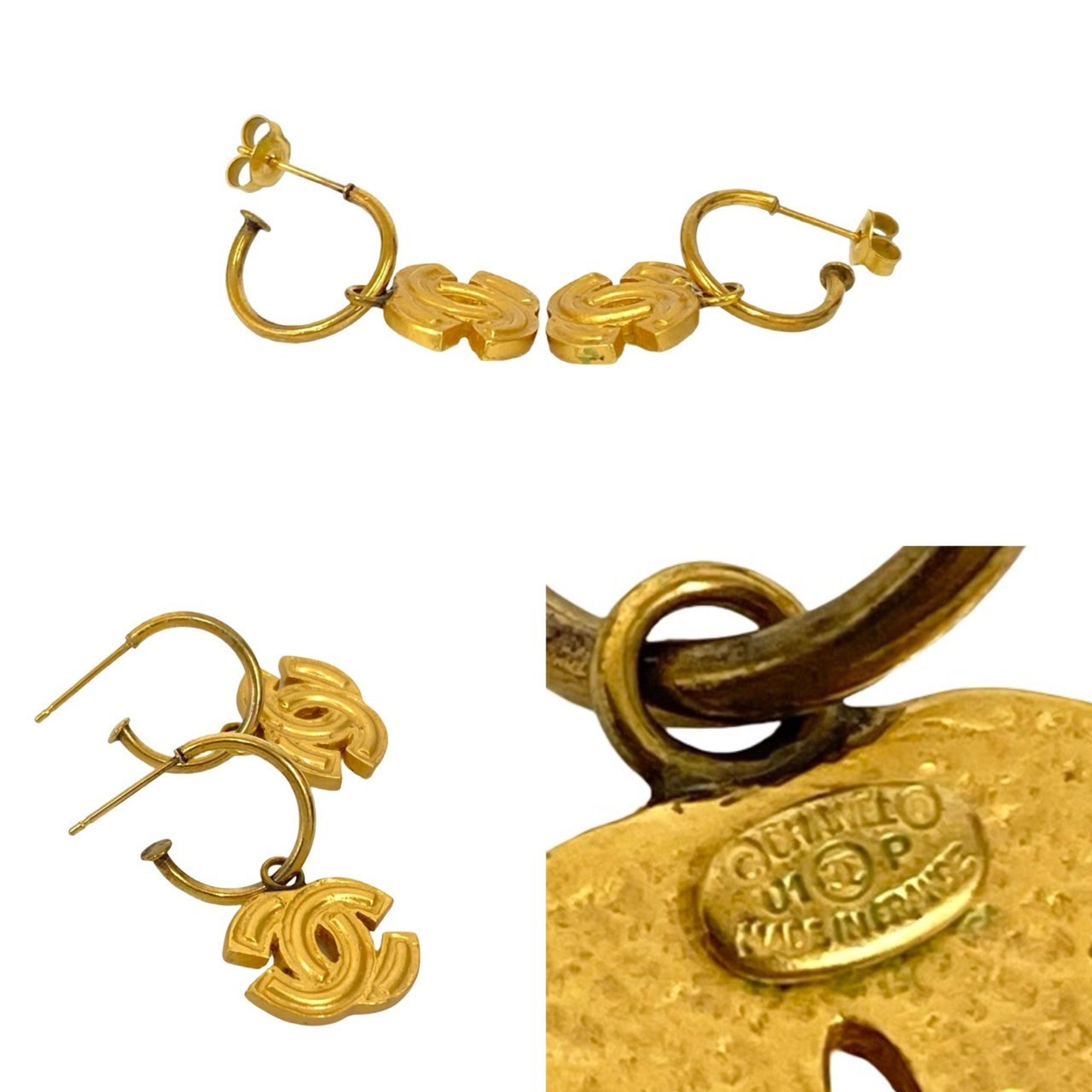 CC Logo Earrings Metal Gold-Tone Metal