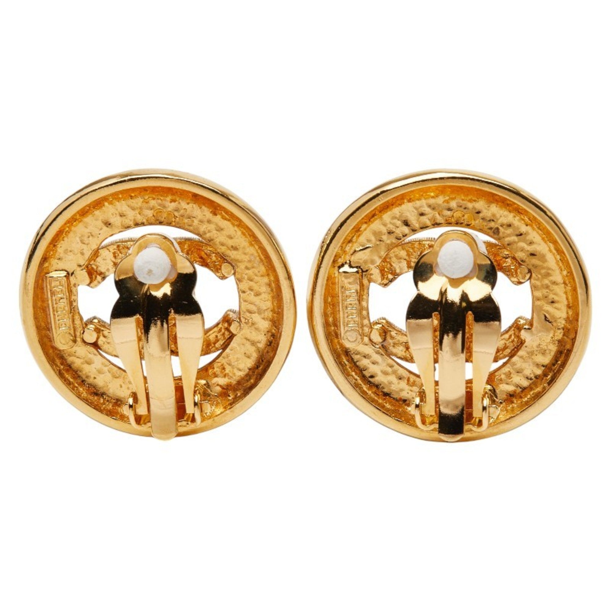 CC Logo Clip-On Earrings Metal Gold-Tone Metal