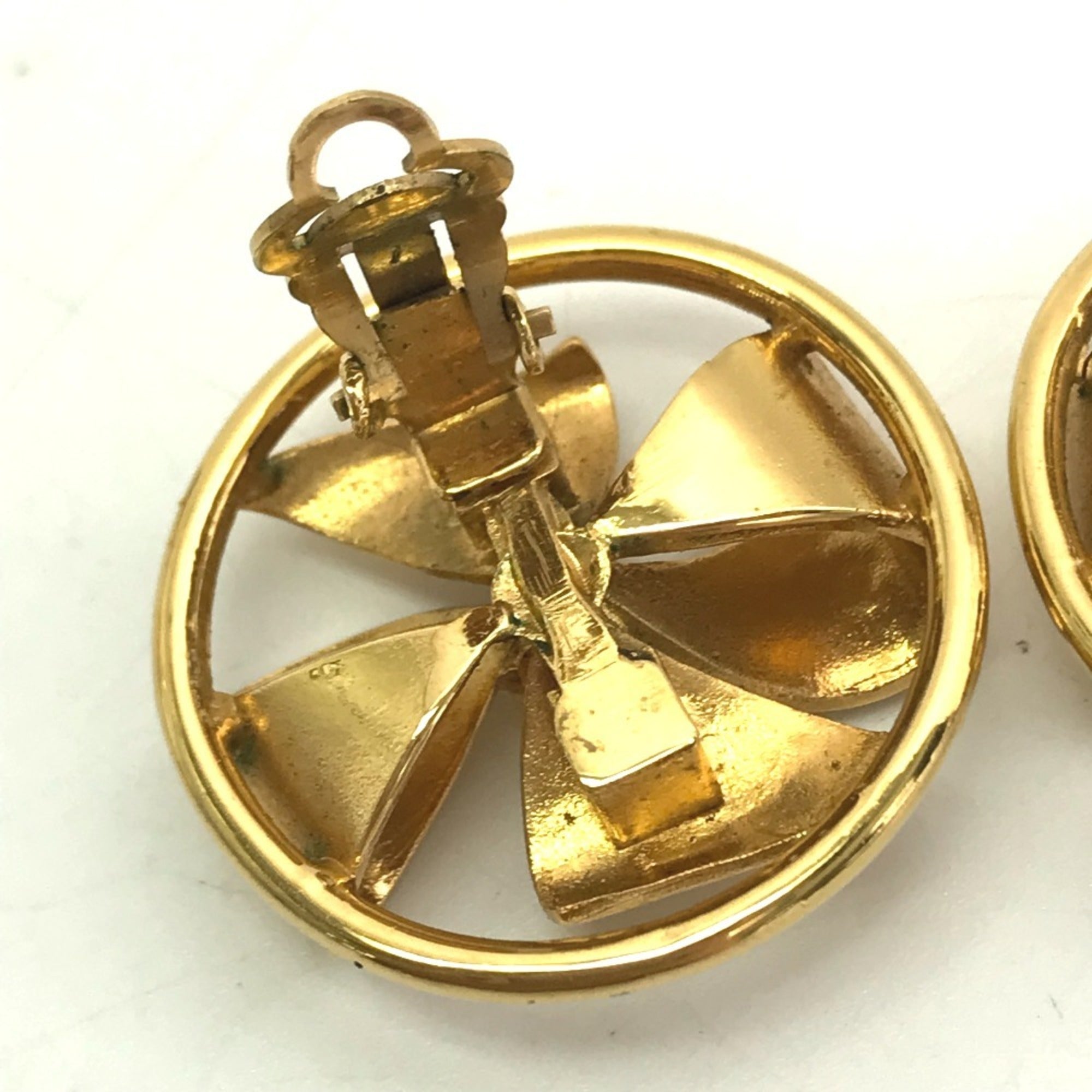 CC Logo Round Clip-On Earrings Gold-Tone Metal Gold-Tone Metal