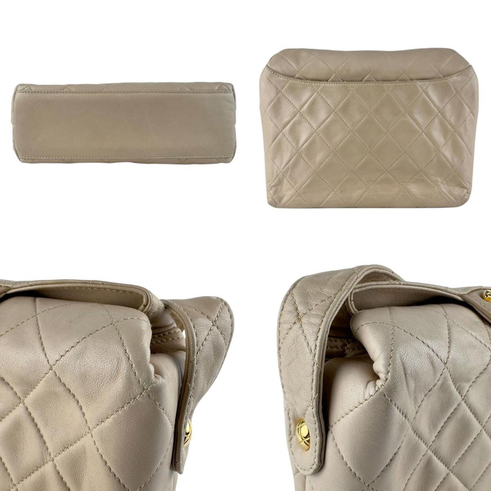 Vintage CC Fold Over Shoulder Bag Quilted Lambskin Small