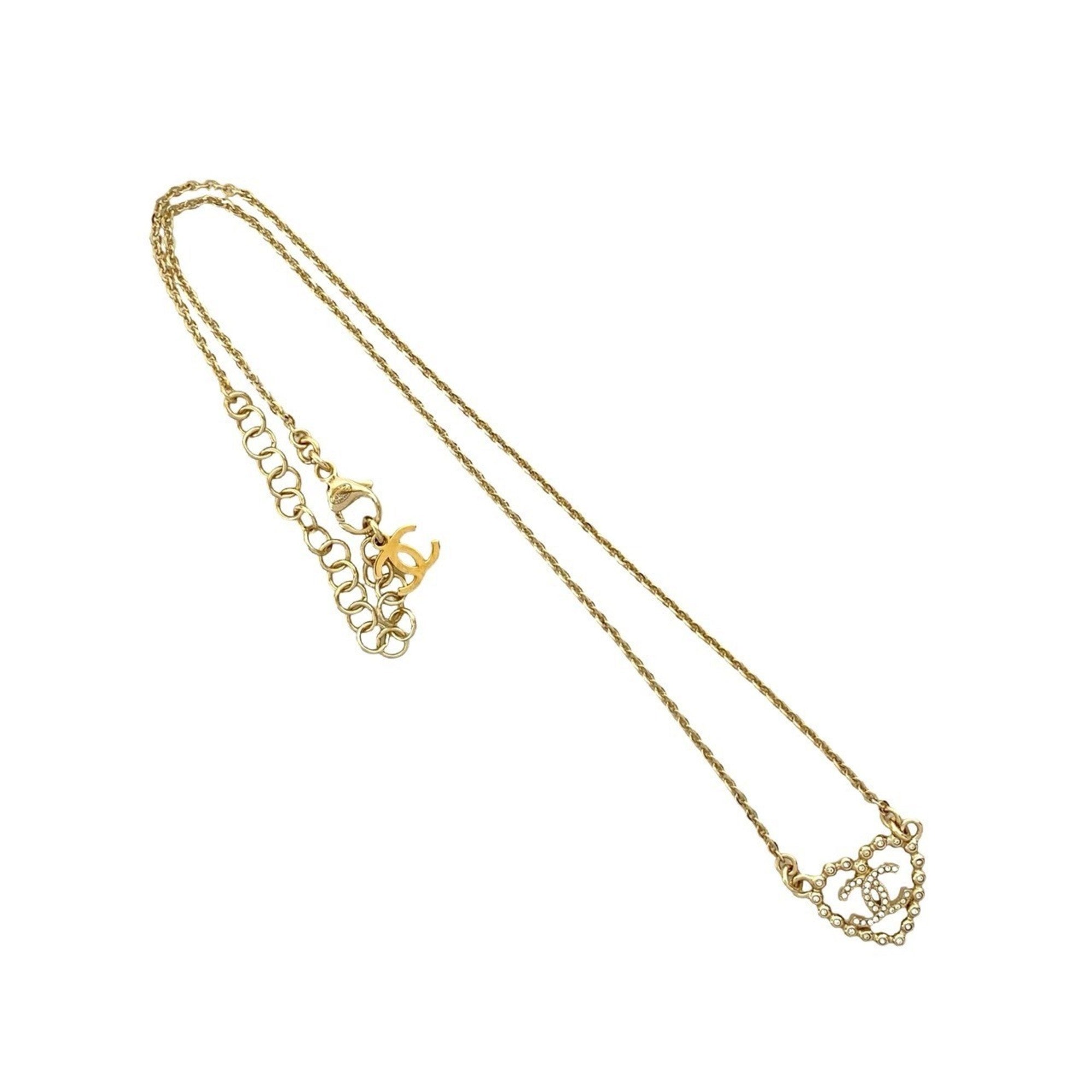 CC Logo Chain Heart Pendant Necklace Sterling Silver