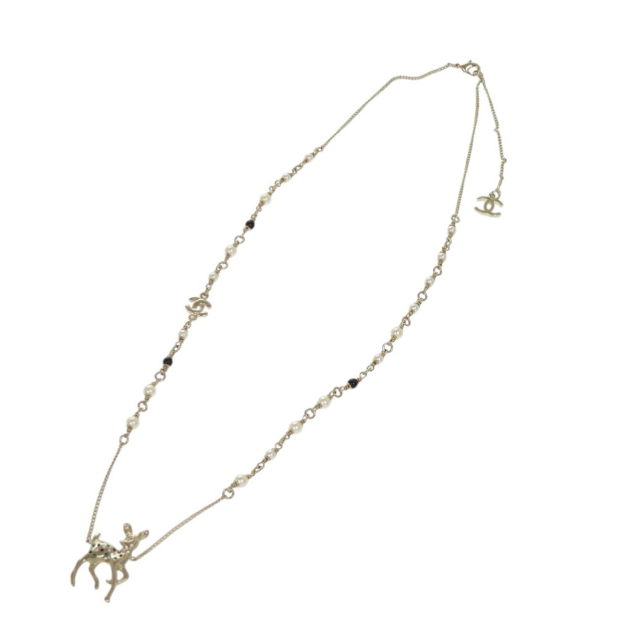 Pendant Necklace Metal and Rhinestone