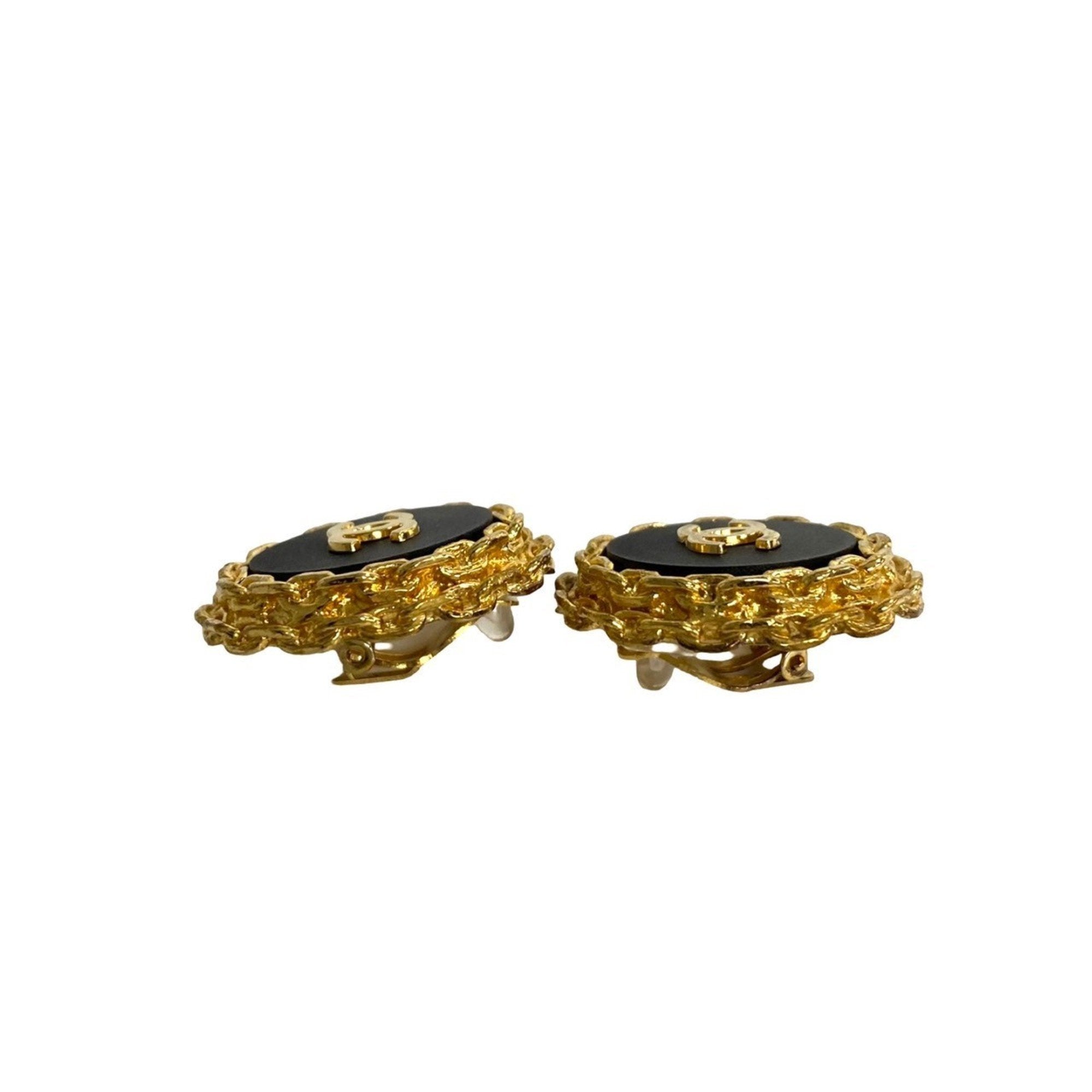 CC Logo Clip-On Earrings Metal Gold-Tone Metal