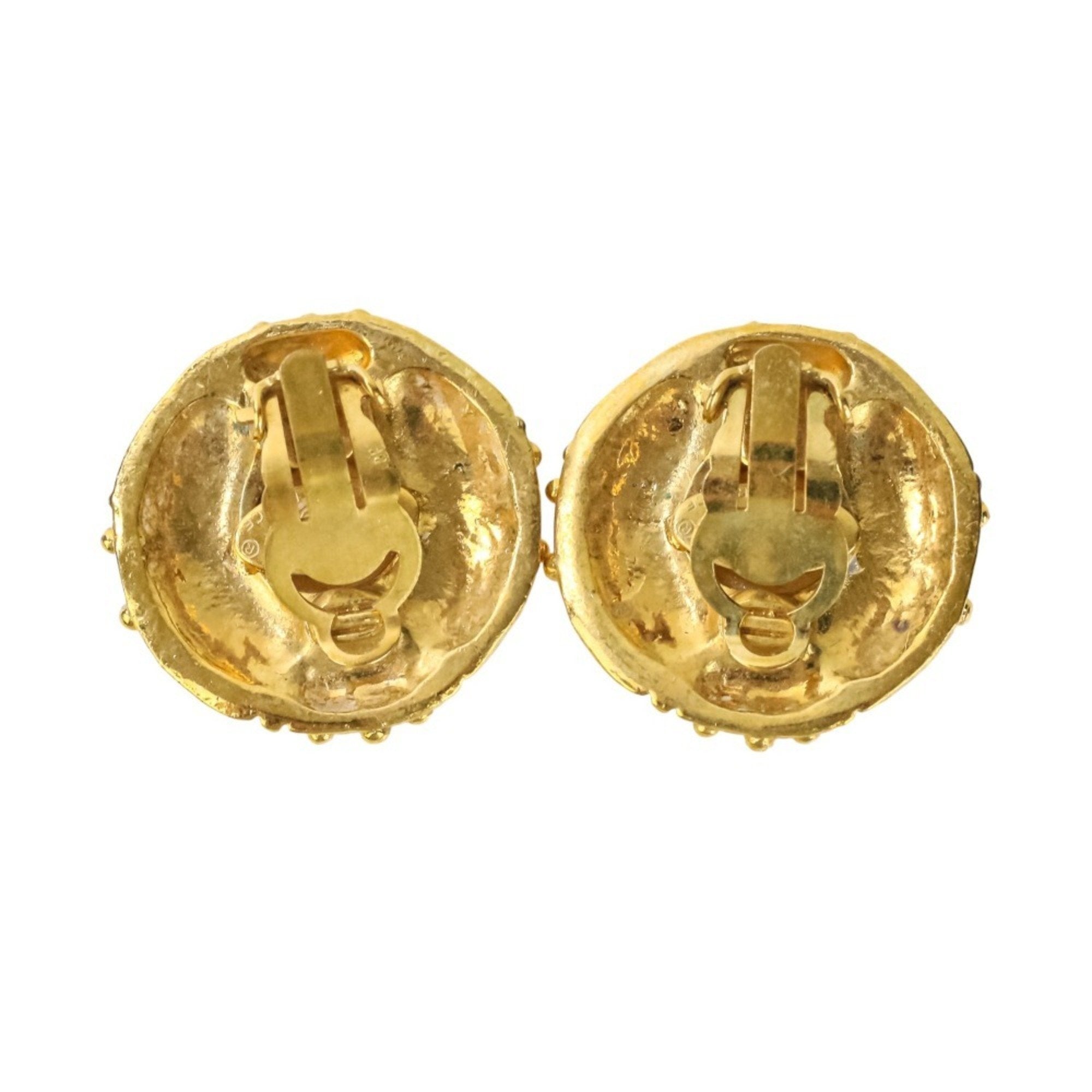 Vintage Earrings Pearl Gold-Tone Metal