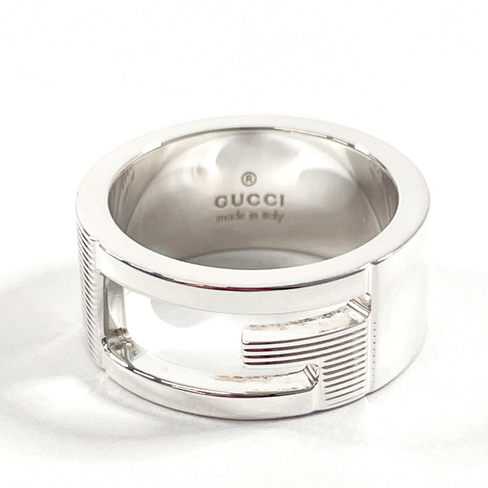 Branded Cutout G Ring Sterling Silver Medium
