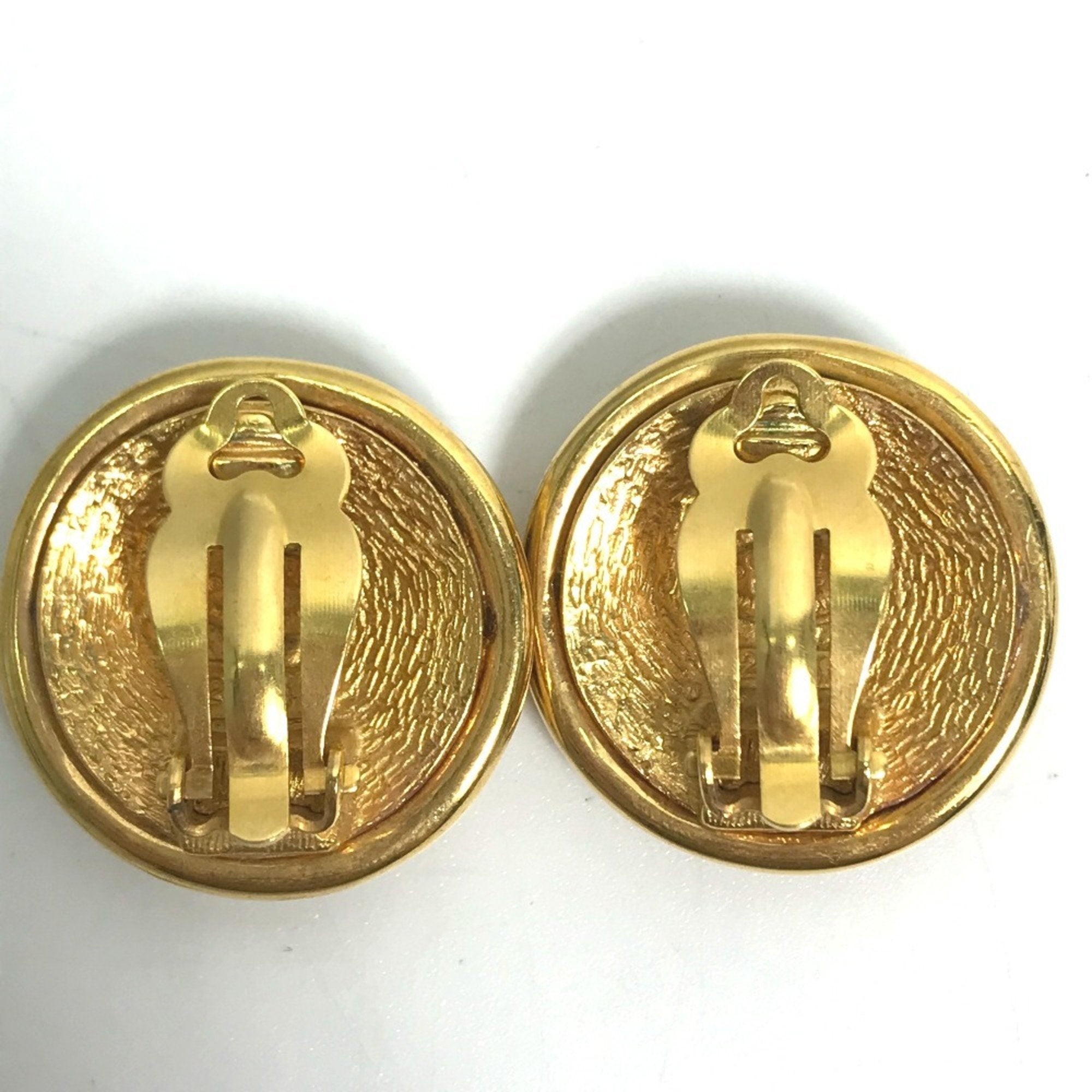 CC Logo Round Clip-On Earrings Gold-Tone Metal Gold-Tone Metal