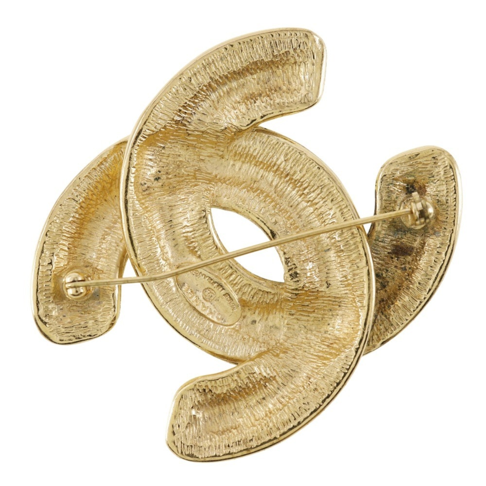 CC Logo Brooch Gold-Tone Metal