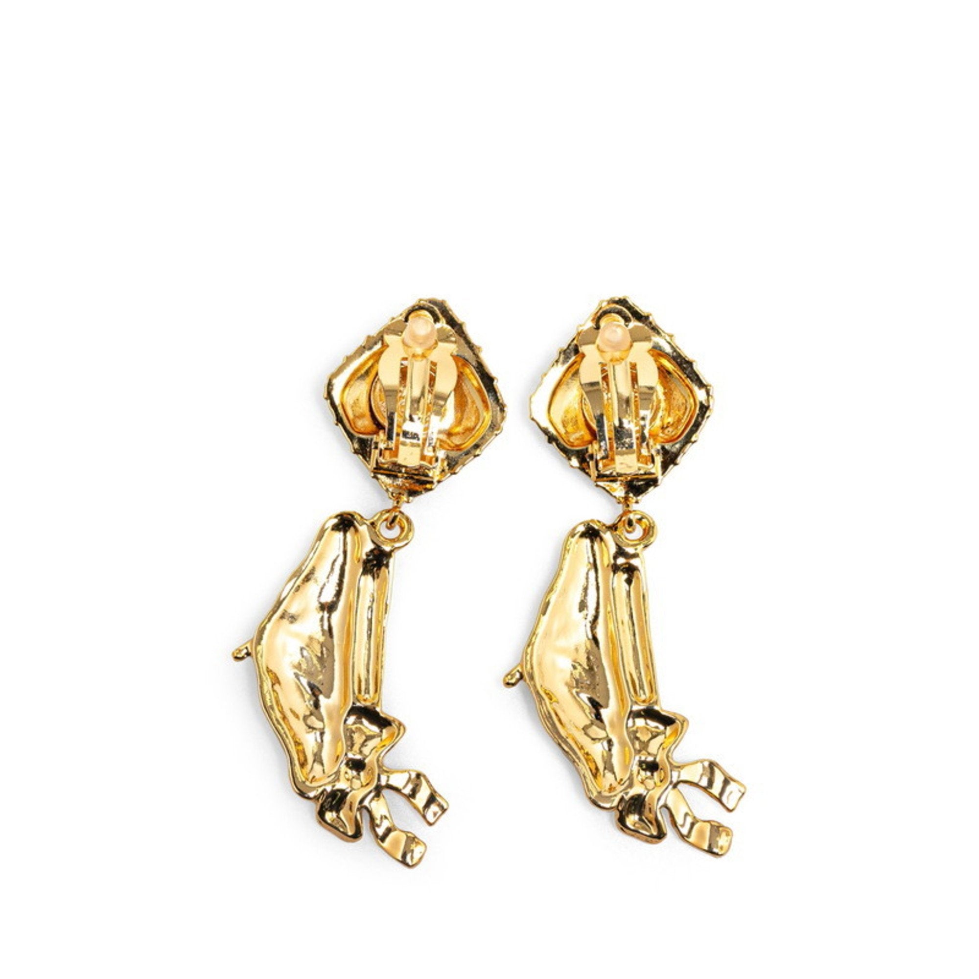 Matelasse Hat Motif Earrings Gold Gold-Tone Metal