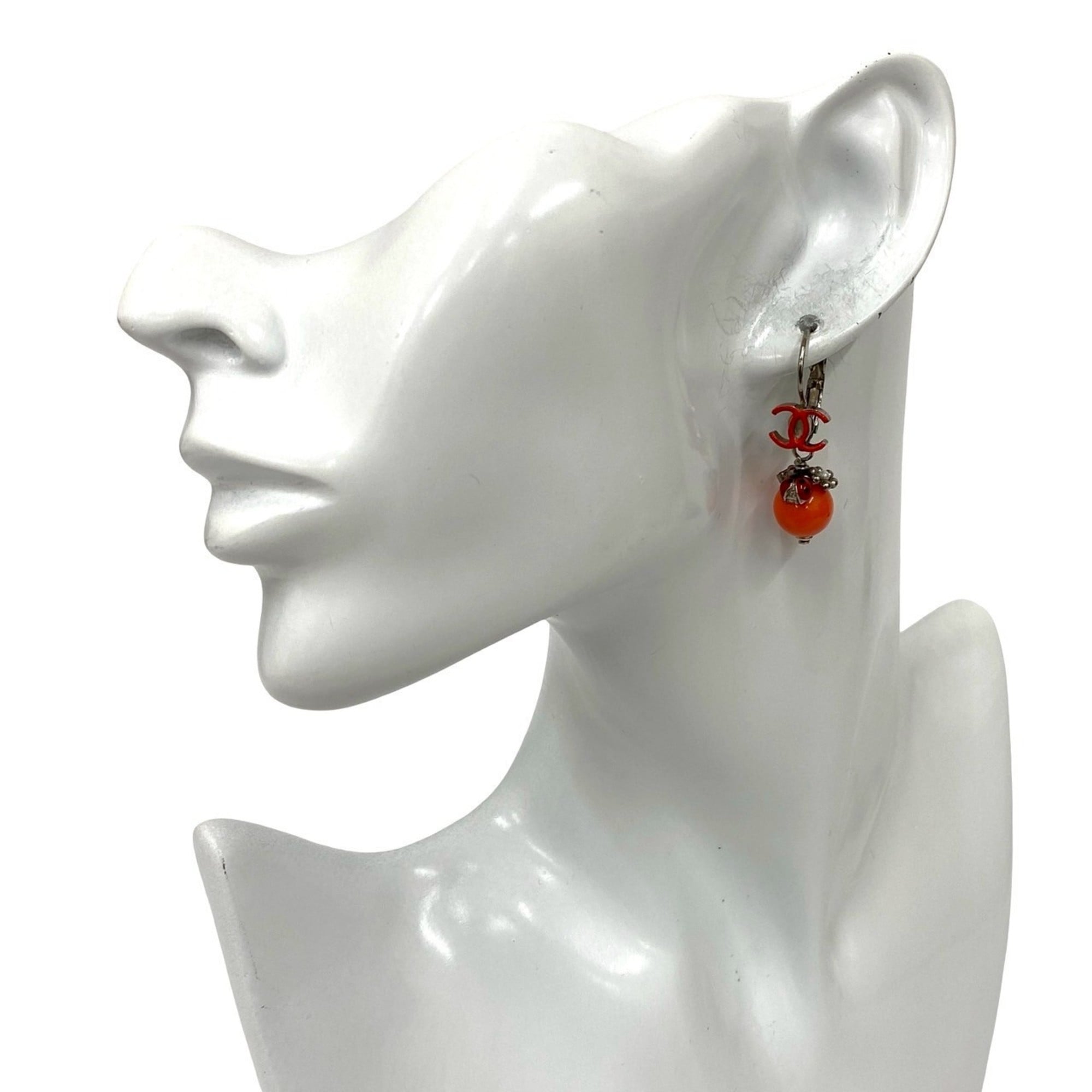 CC Logo Flower Ladybug Earrings Sterling Silver Gold-Tone Metal
