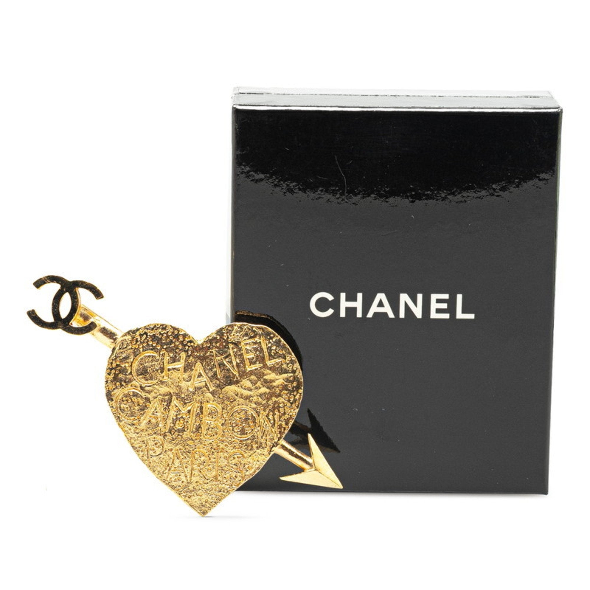 CC Logo Heart Brooch Metal