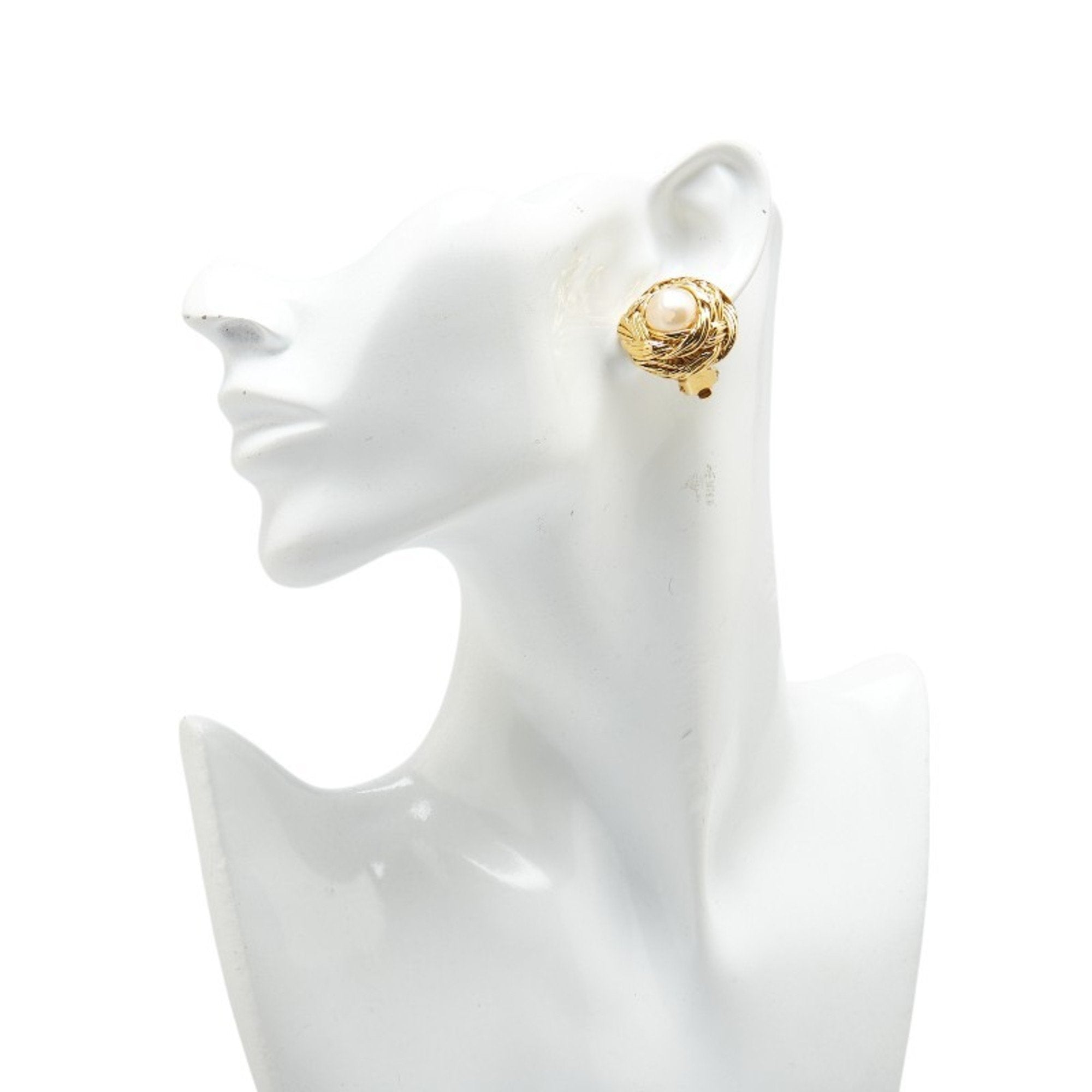 Pearl Clip-On Earrings Artificial Pearl and Gold