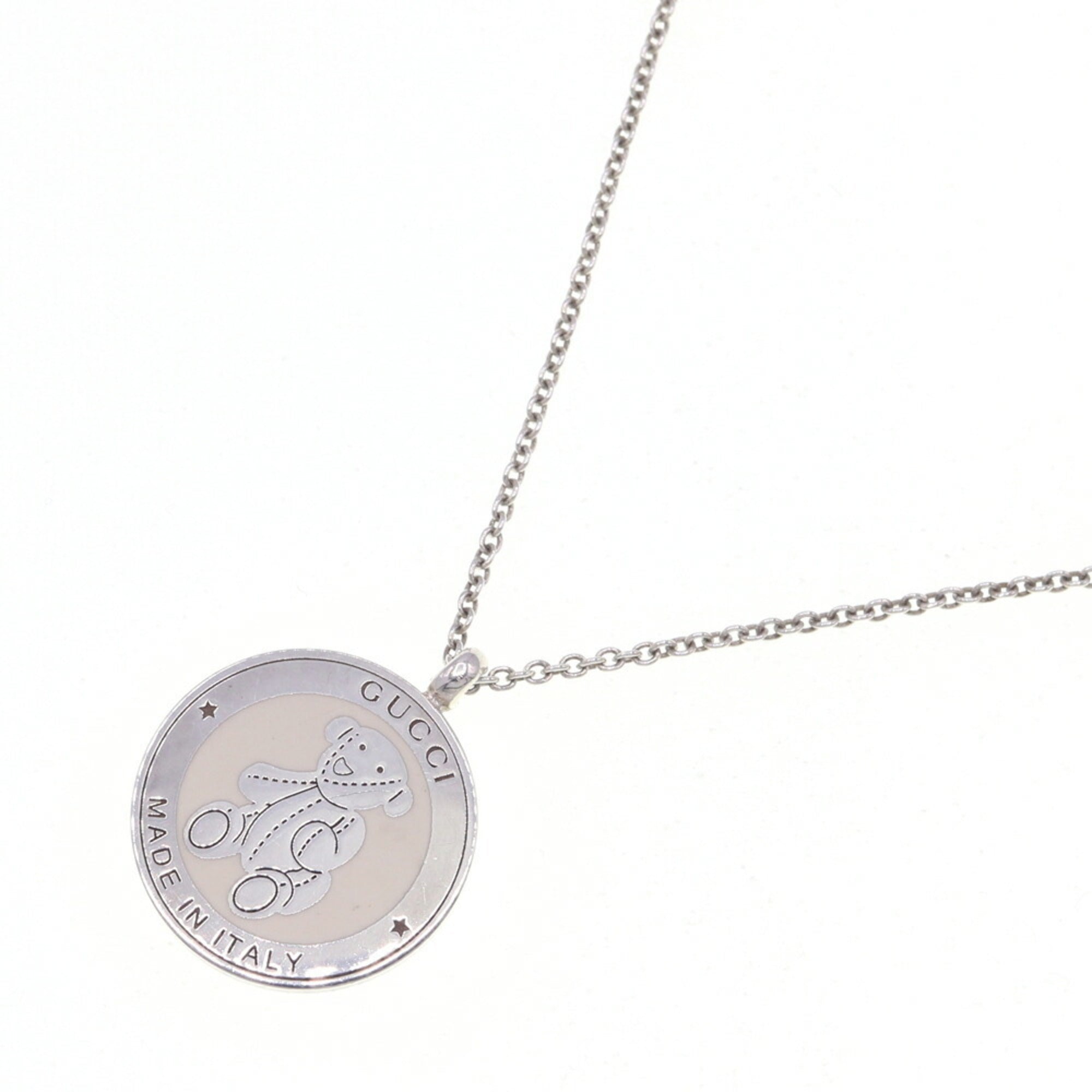 Bear Coin Pendant Necklace Sterling Silver