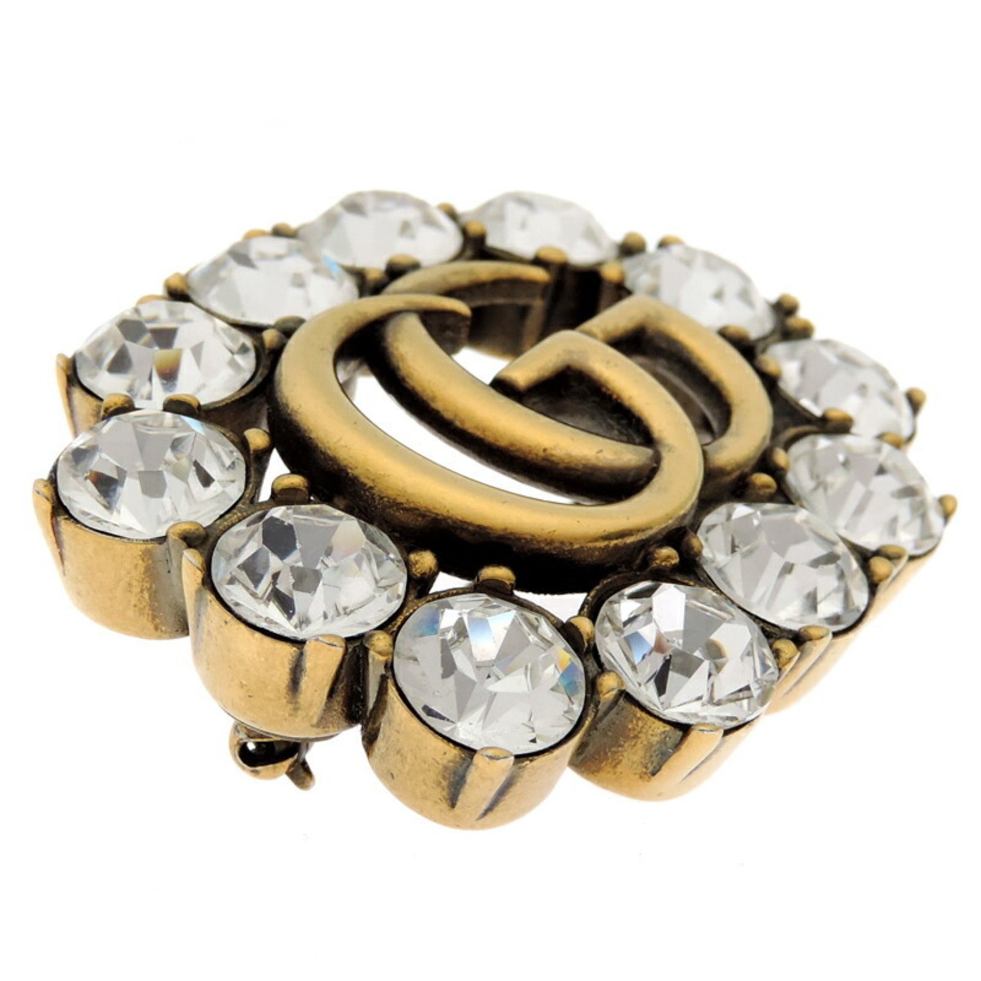Double G Brooch Metal and Crystal