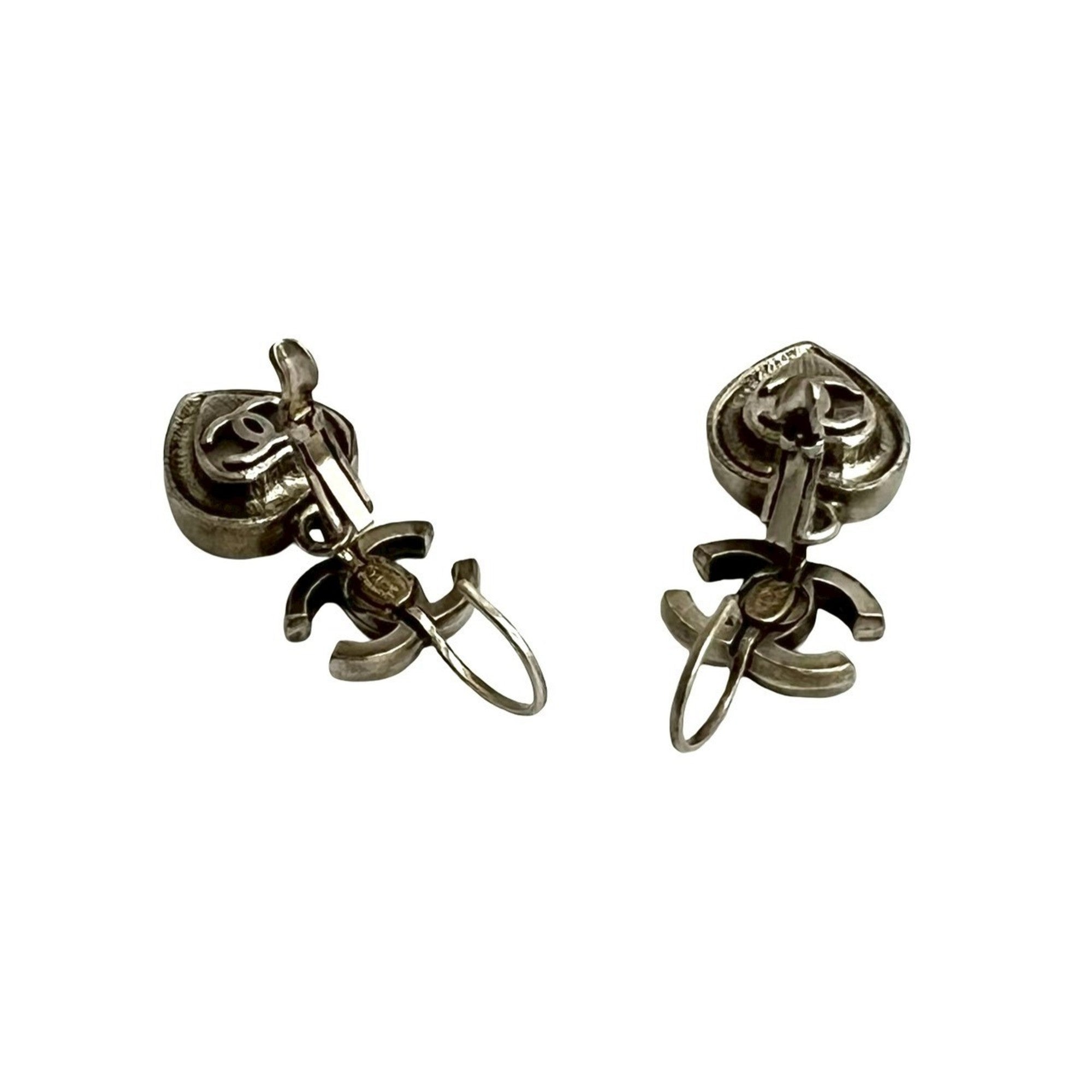 CC Logo Heart Earrings Sterling Silver