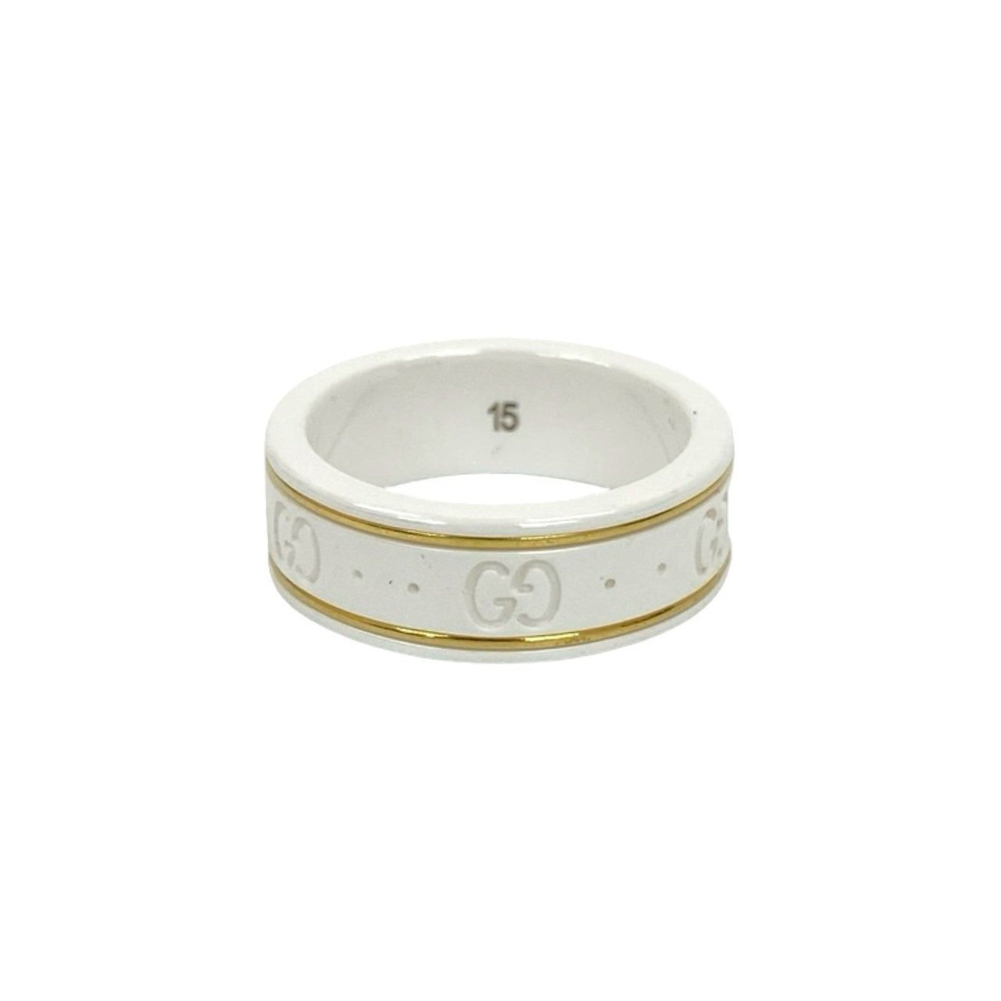GG Icon Ring Ceramic Gold and White