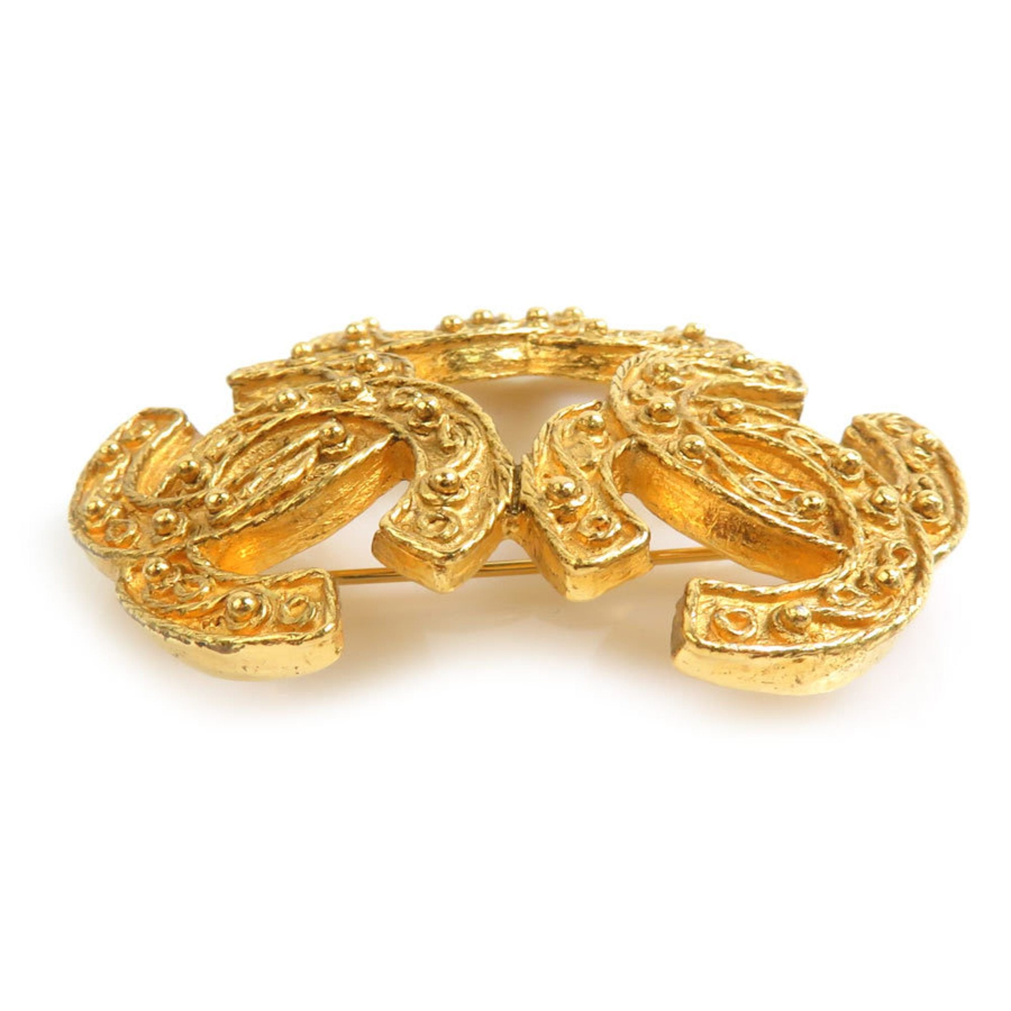 CC Logo Brooch Gold-Tone Metal