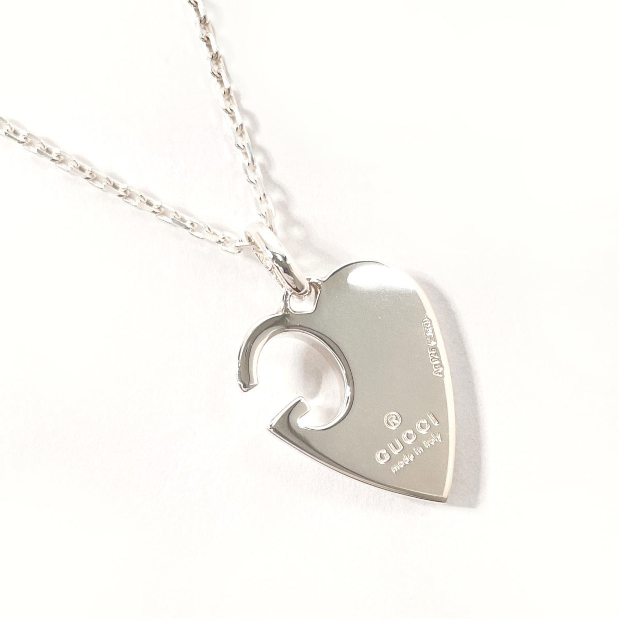 G Heart Pendant Necklace Sterling Silver