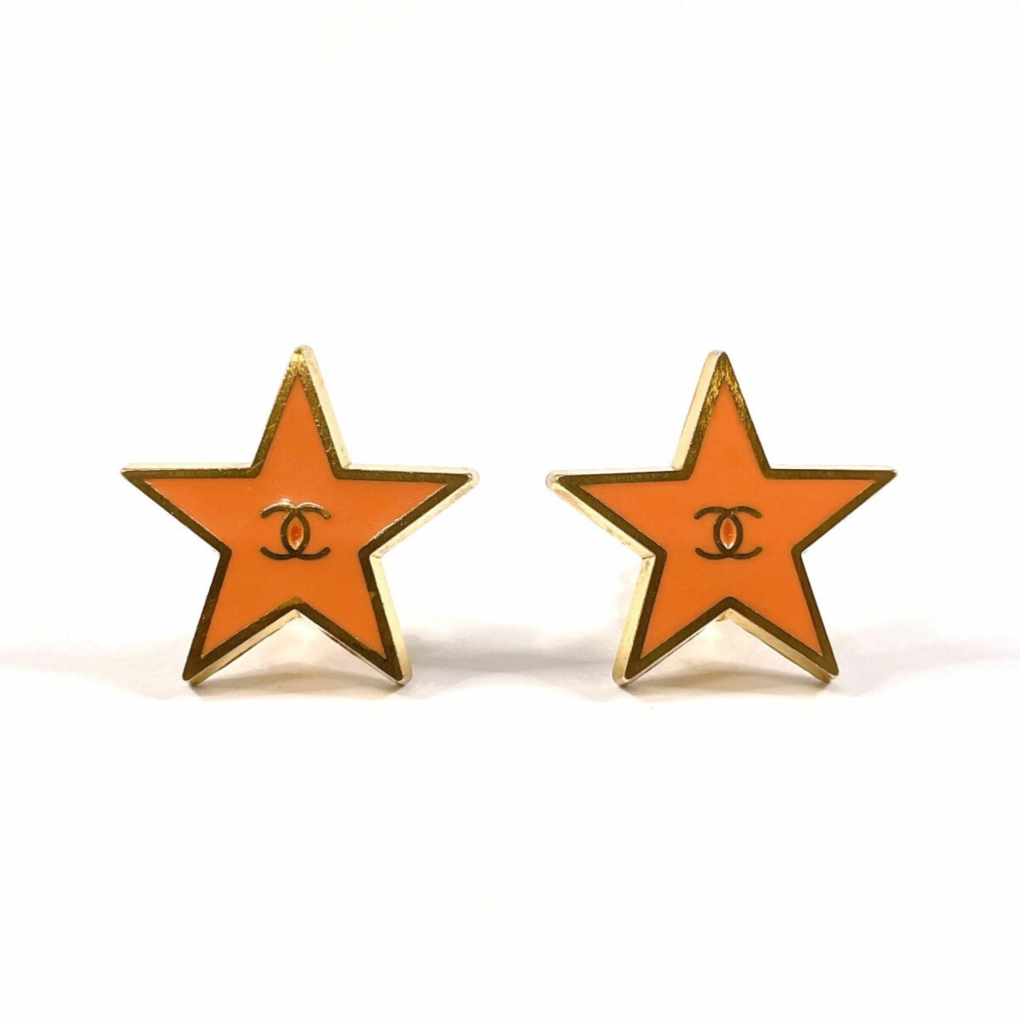CC Logo Star Clip-On Earrings Metal Gold-Tone Metal