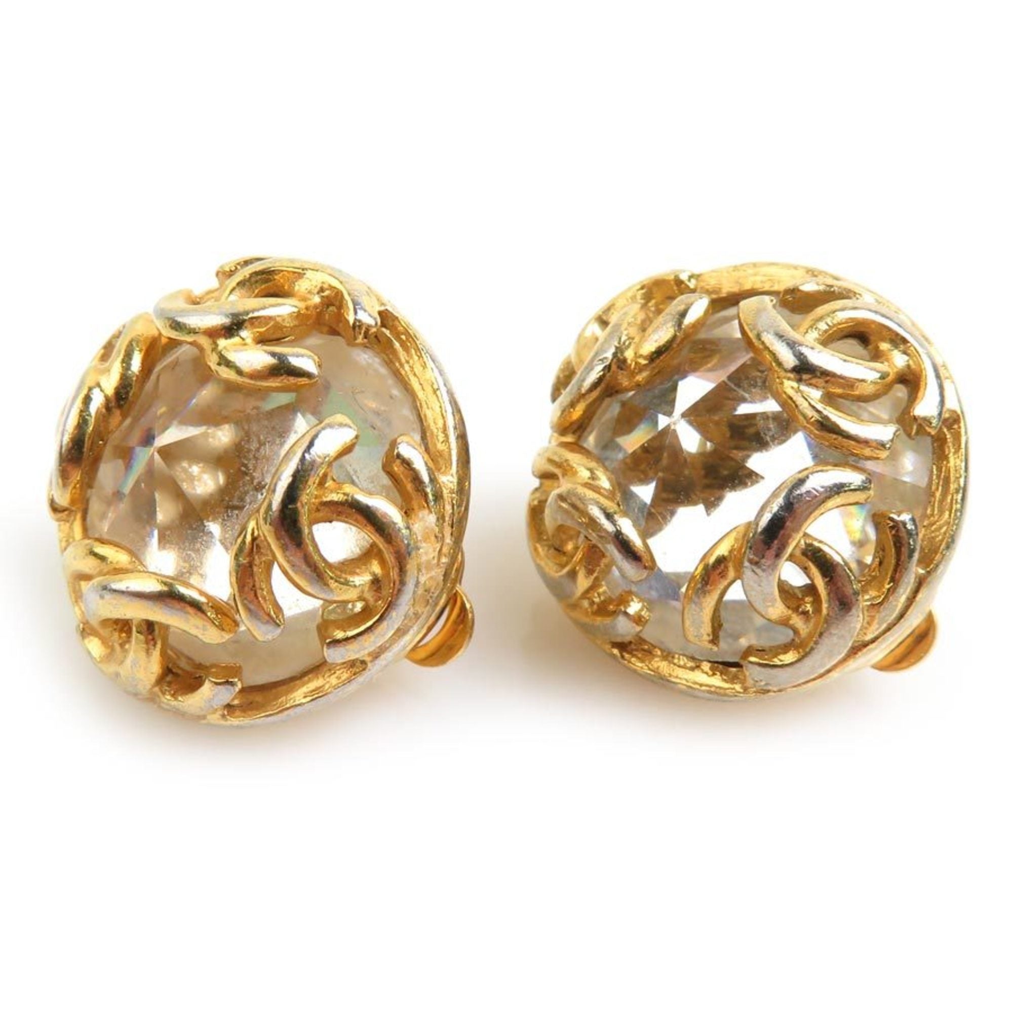 CC Logo Clip-On Earrings Gold-Tone Metal