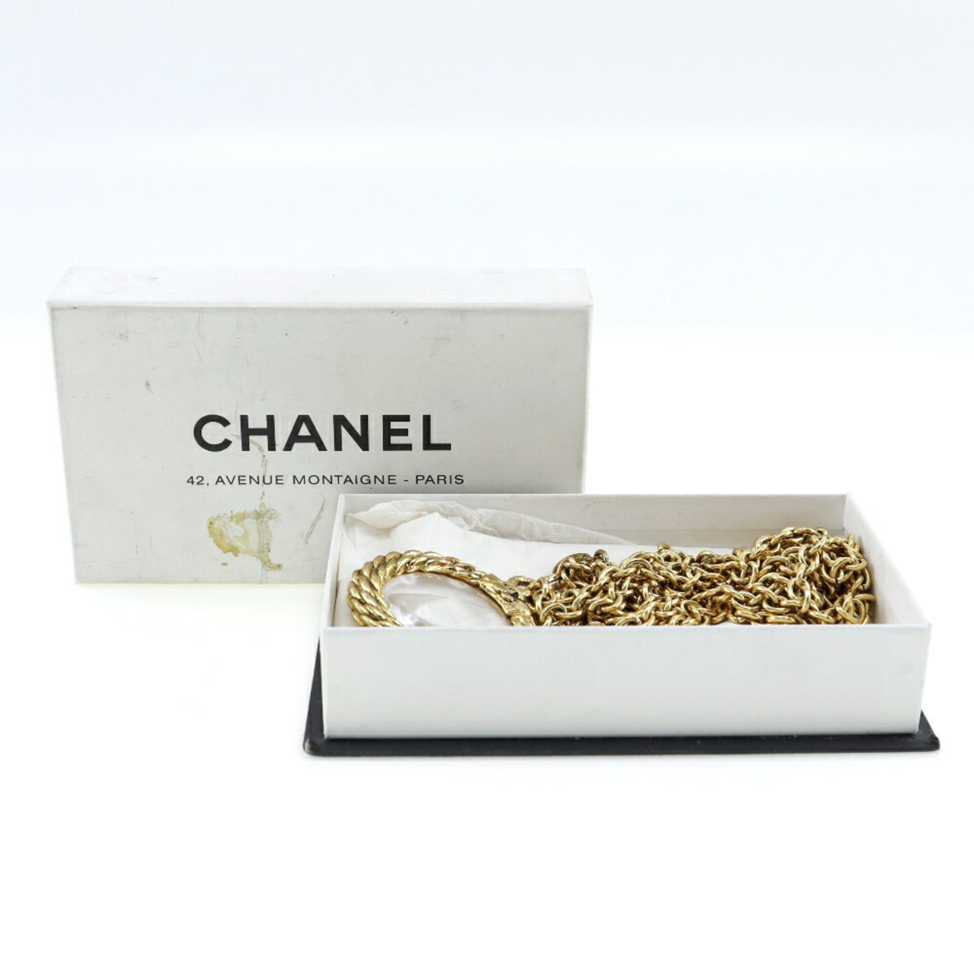 Vintage Loupe Pendant Necklace Metal Double Chain