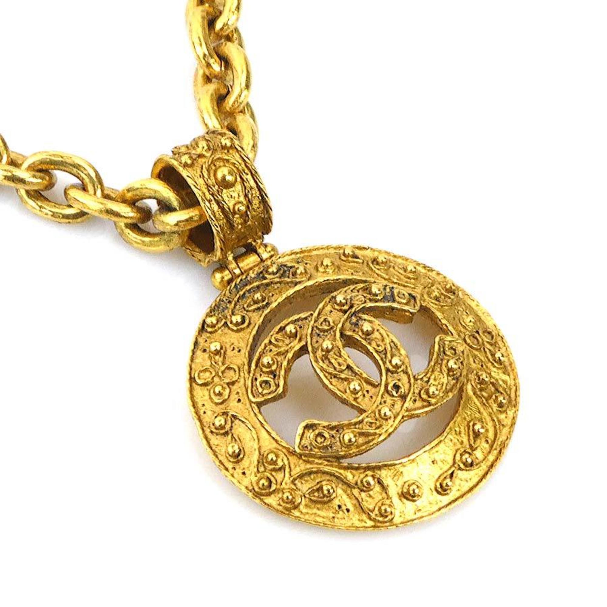 CC Logo Pendant Necklace Gold-Tone Metal