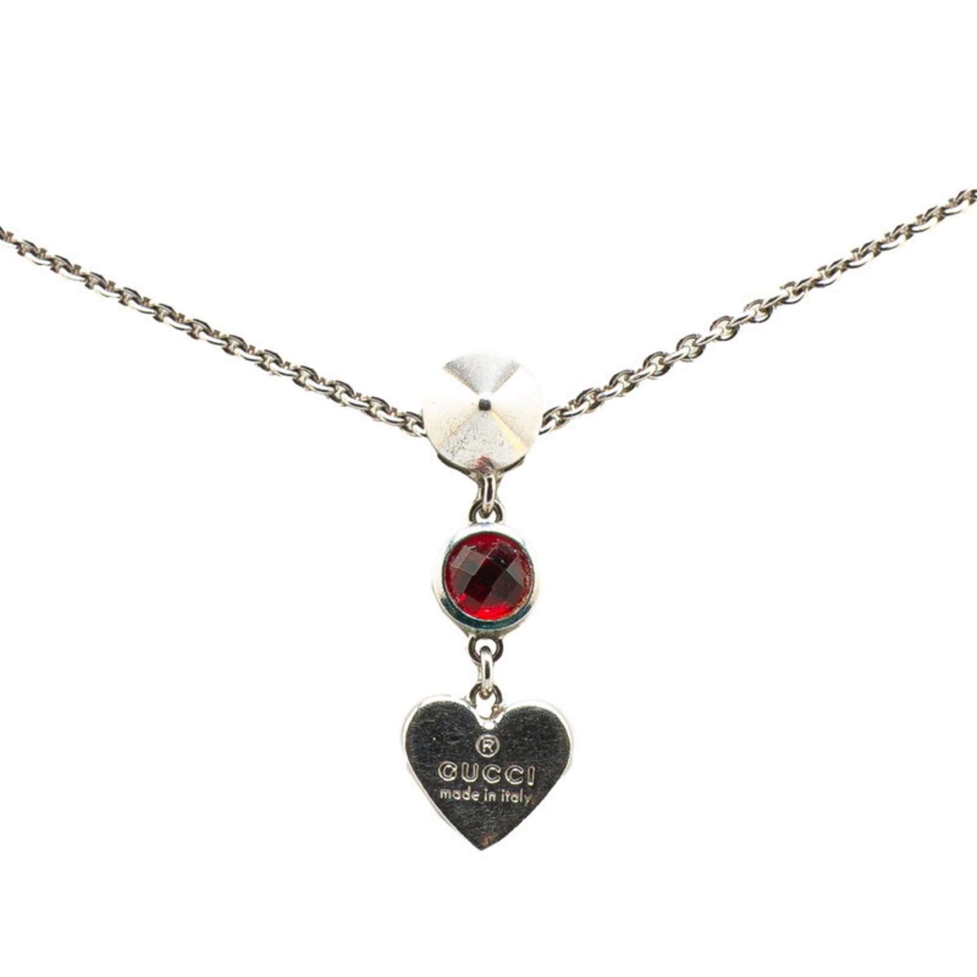 Heart Stud Pendant Necklace Sterling Silver