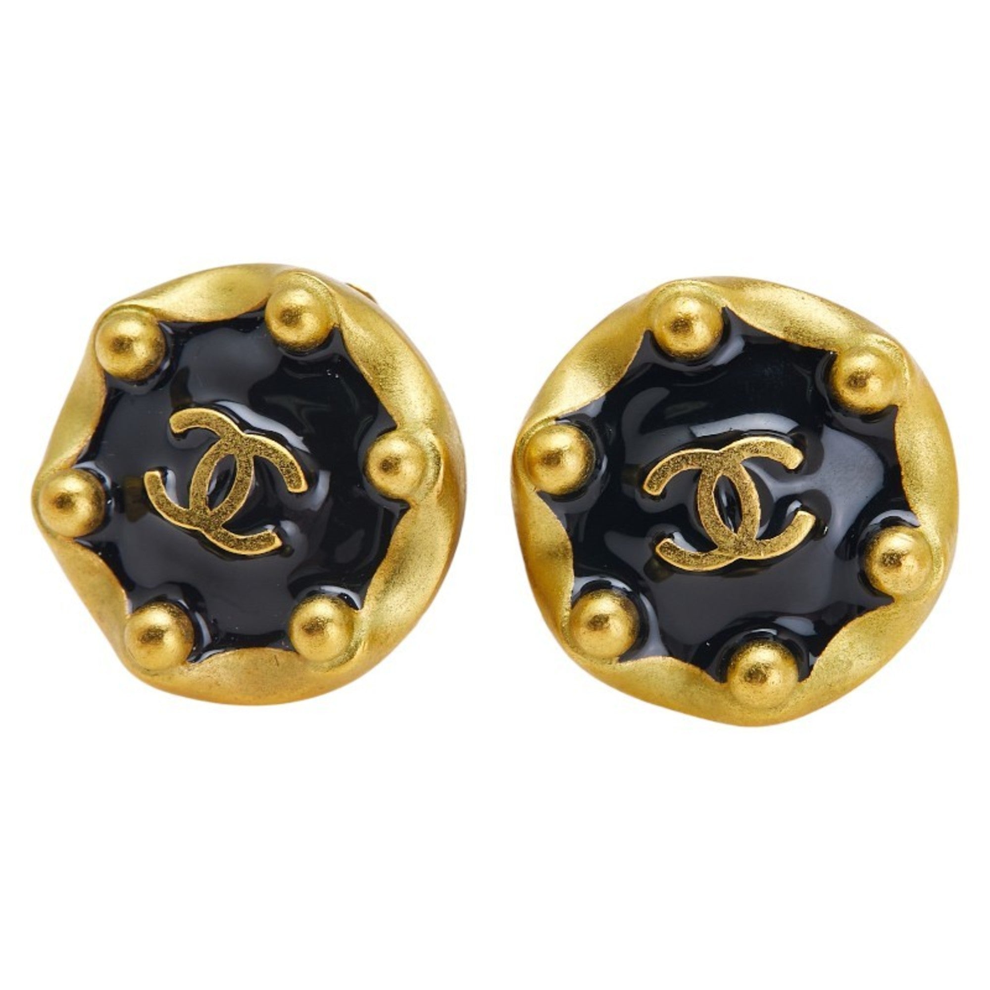 CC Logo Clip-On Earrings Gold-Tone Metal Gold-Tone Metal