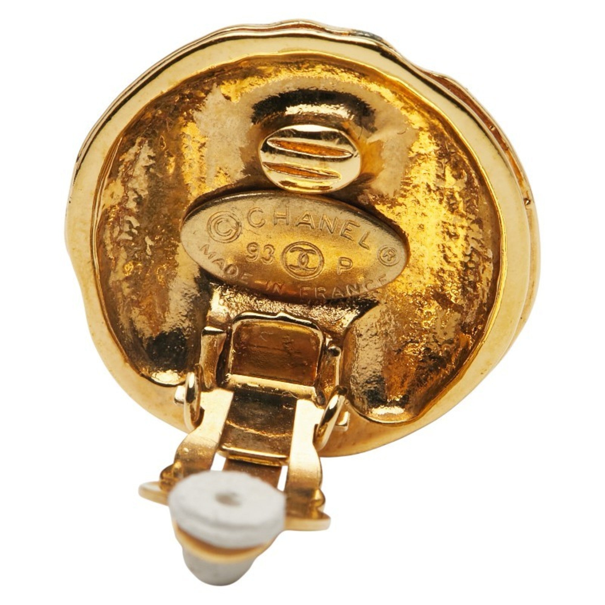 CC Logo Round Clip-On Earrings Metal Gold-Tone Metal