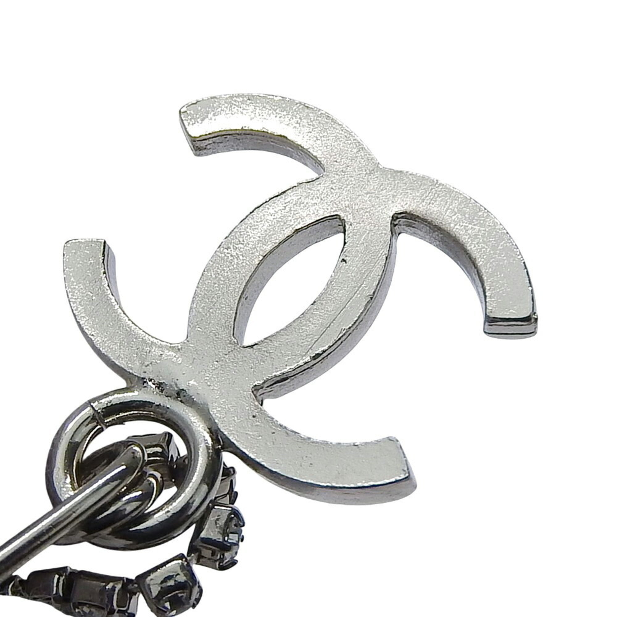 CC Logo Brooch Silver-Tone Metal