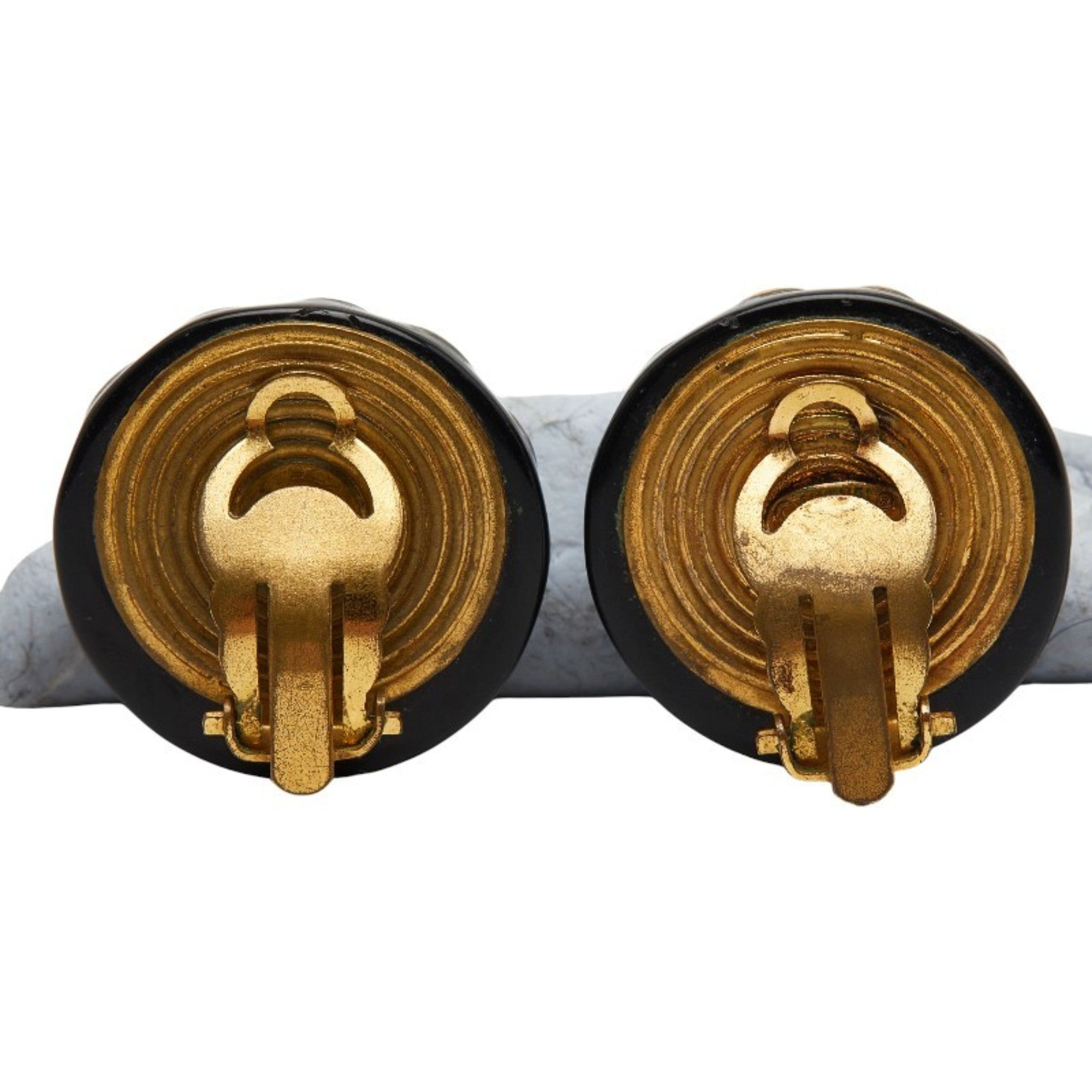 CC Logo Round Clip-On Earrings Gold-Tone Metal Gold-Tone Metal