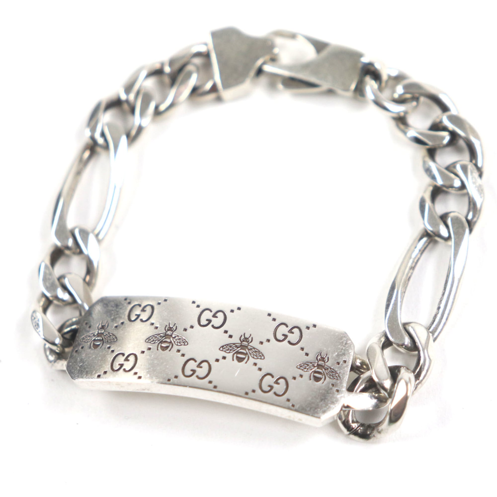 GG Bee Engraved Bracelet Sterling Silver
