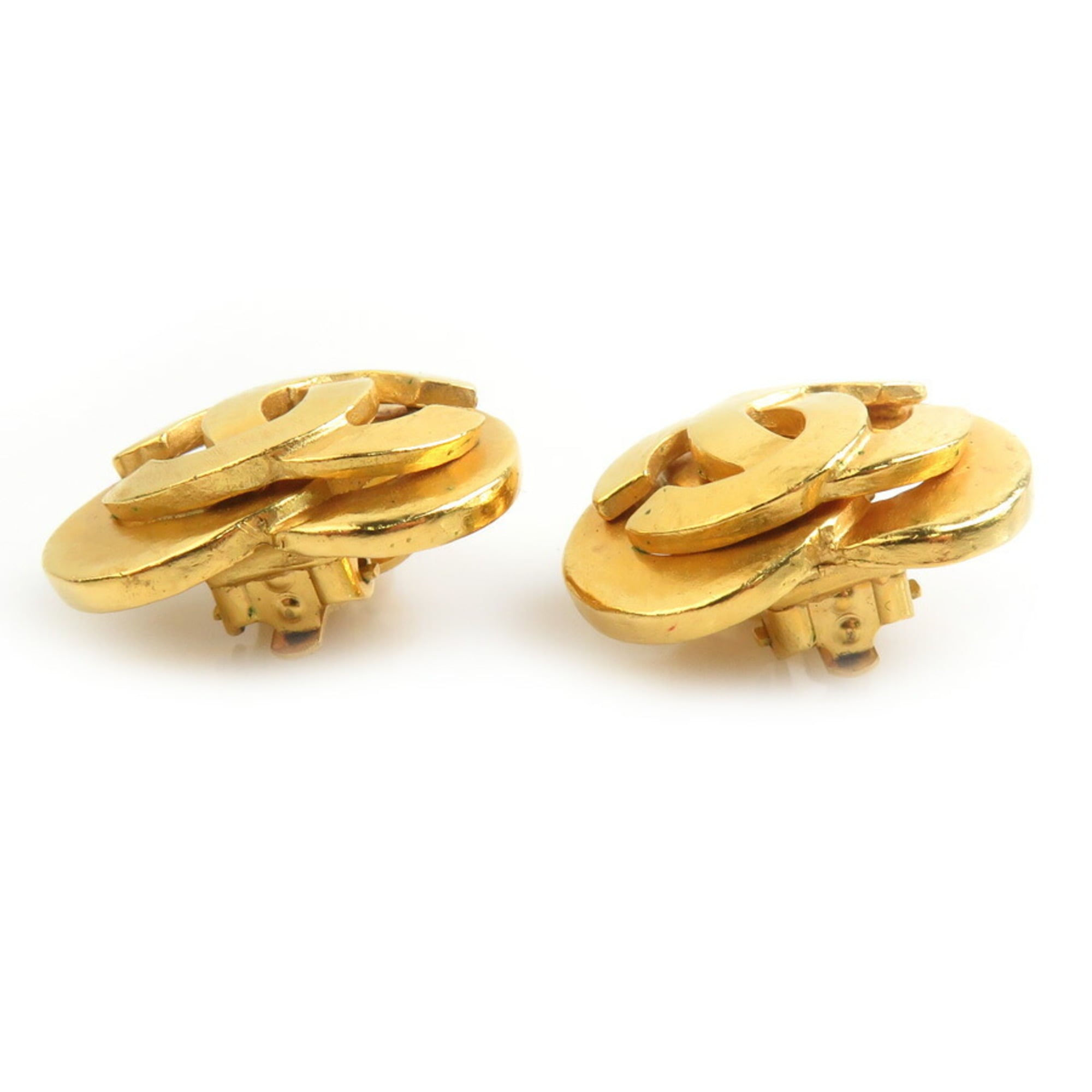 CC Logo Clip-On Earrings Gold-Tone Metal Gold-Tone Metal