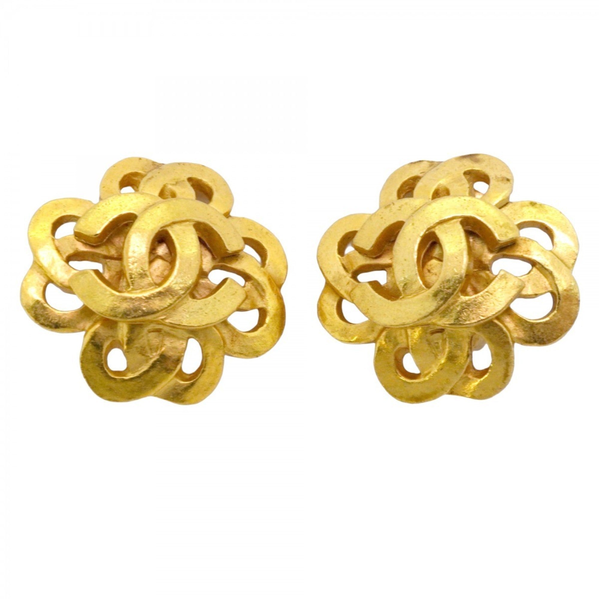 CC Logo Clip-On Earrings Metal Gold-Tone Metal