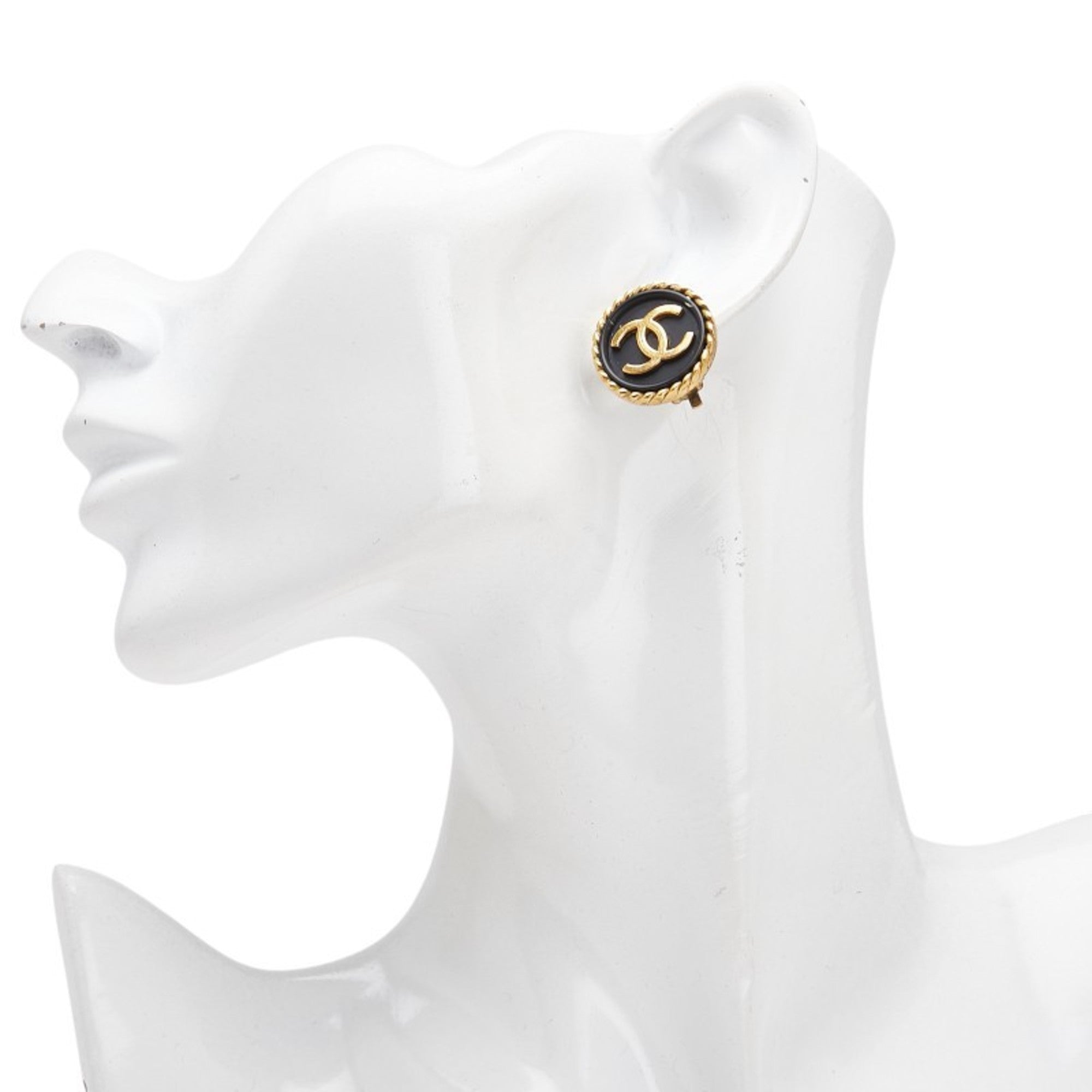CC Logo Round Clip-On Earrings Gold-Tone Metal Gold-Tone Metal