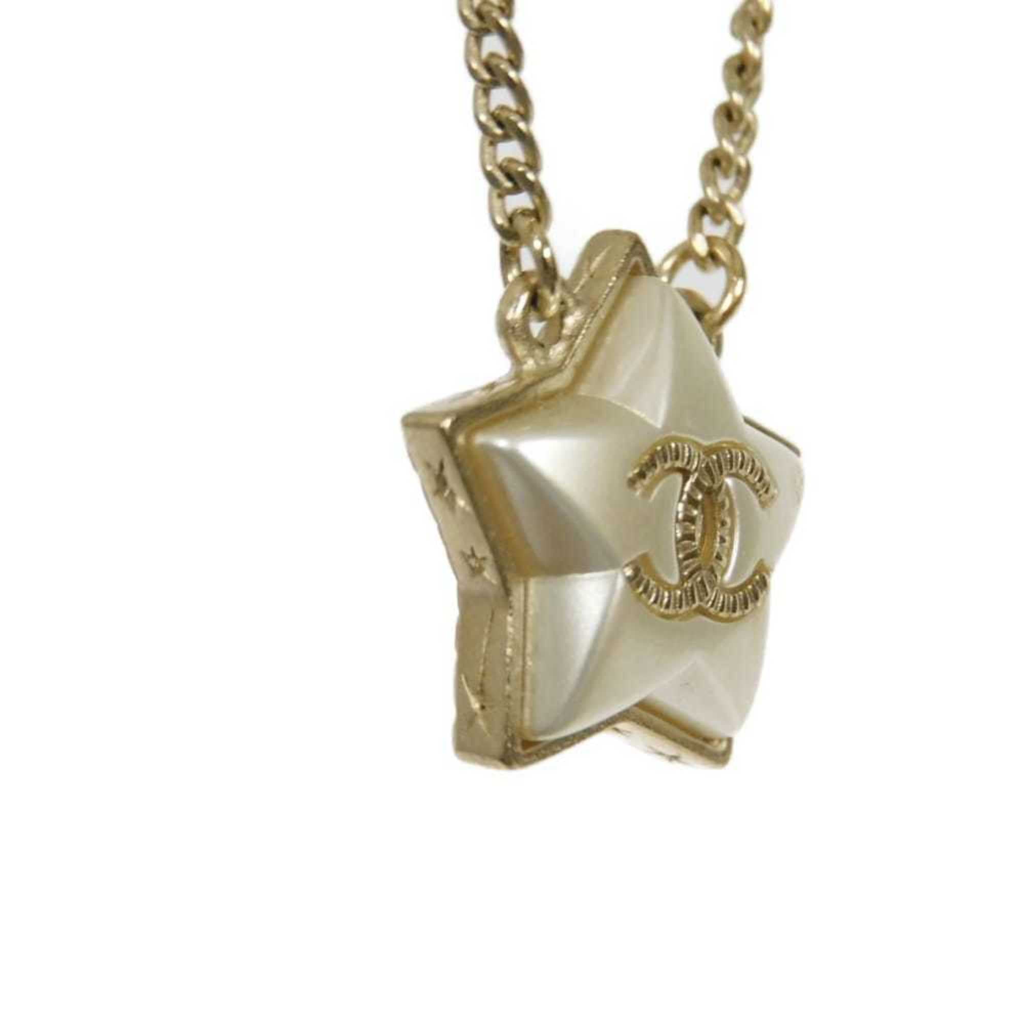 CC Logo Star Pendant Necklace Gold-Tone Metal