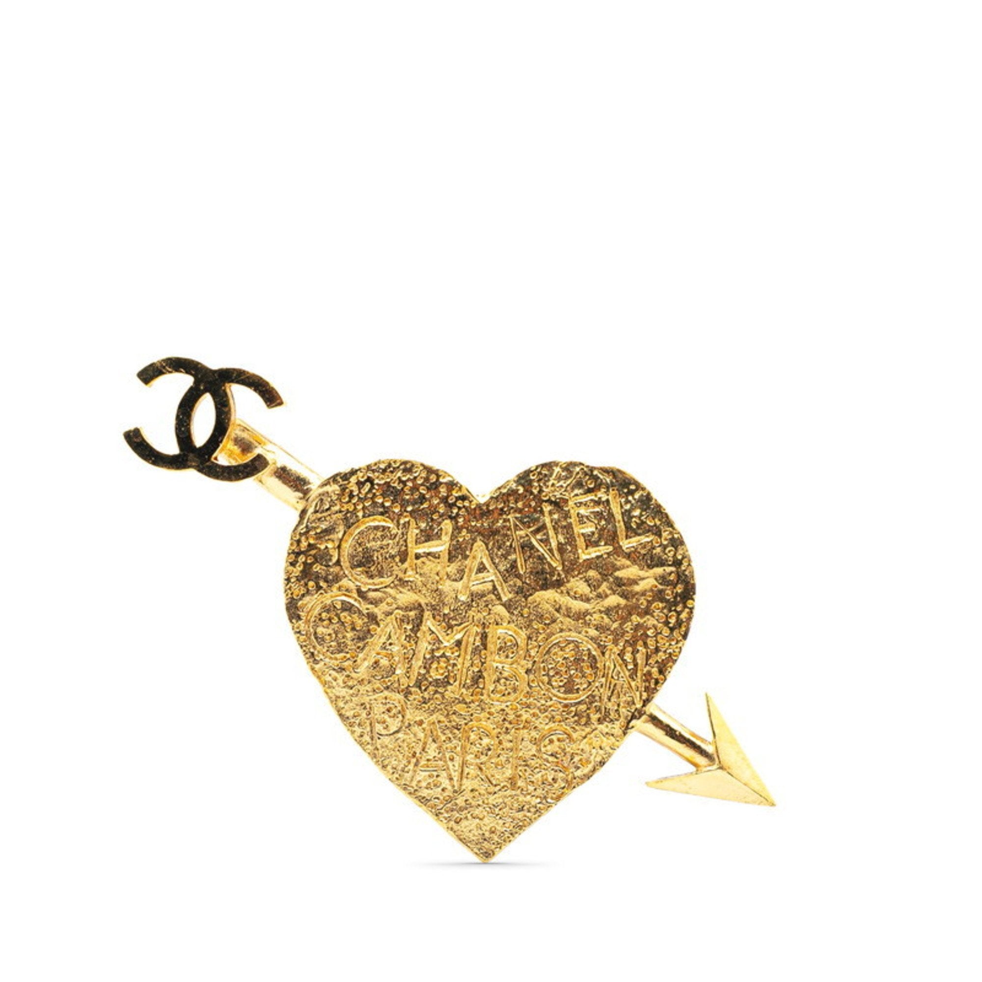 CC Logo Heart Brooch Metal