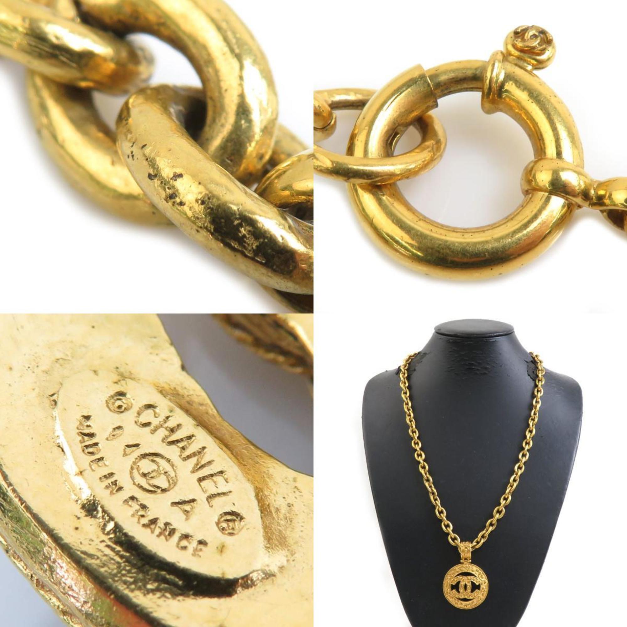 CC Logo Pendant Necklace Gold-Tone Metal