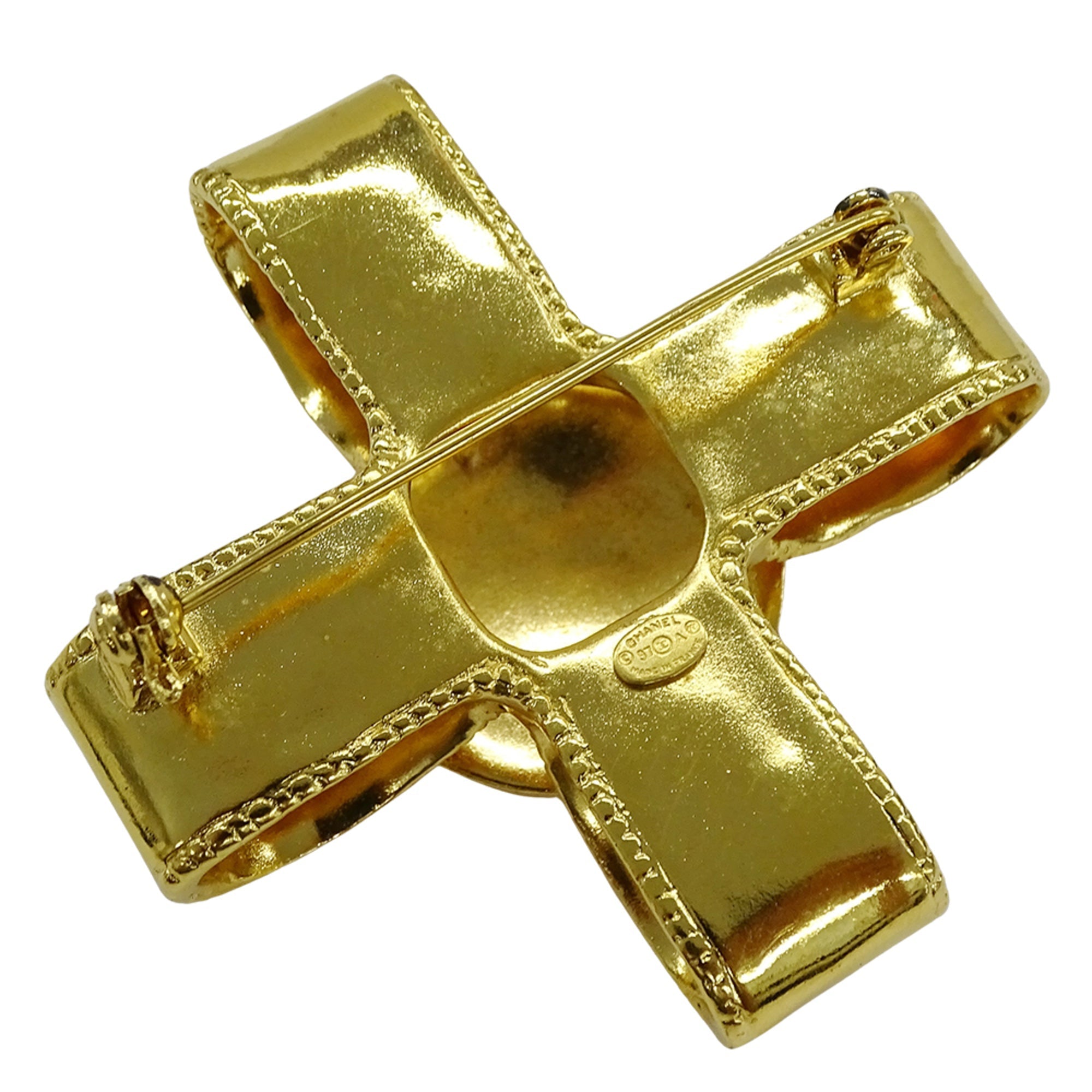 CC Logo Cross Brooch Metal