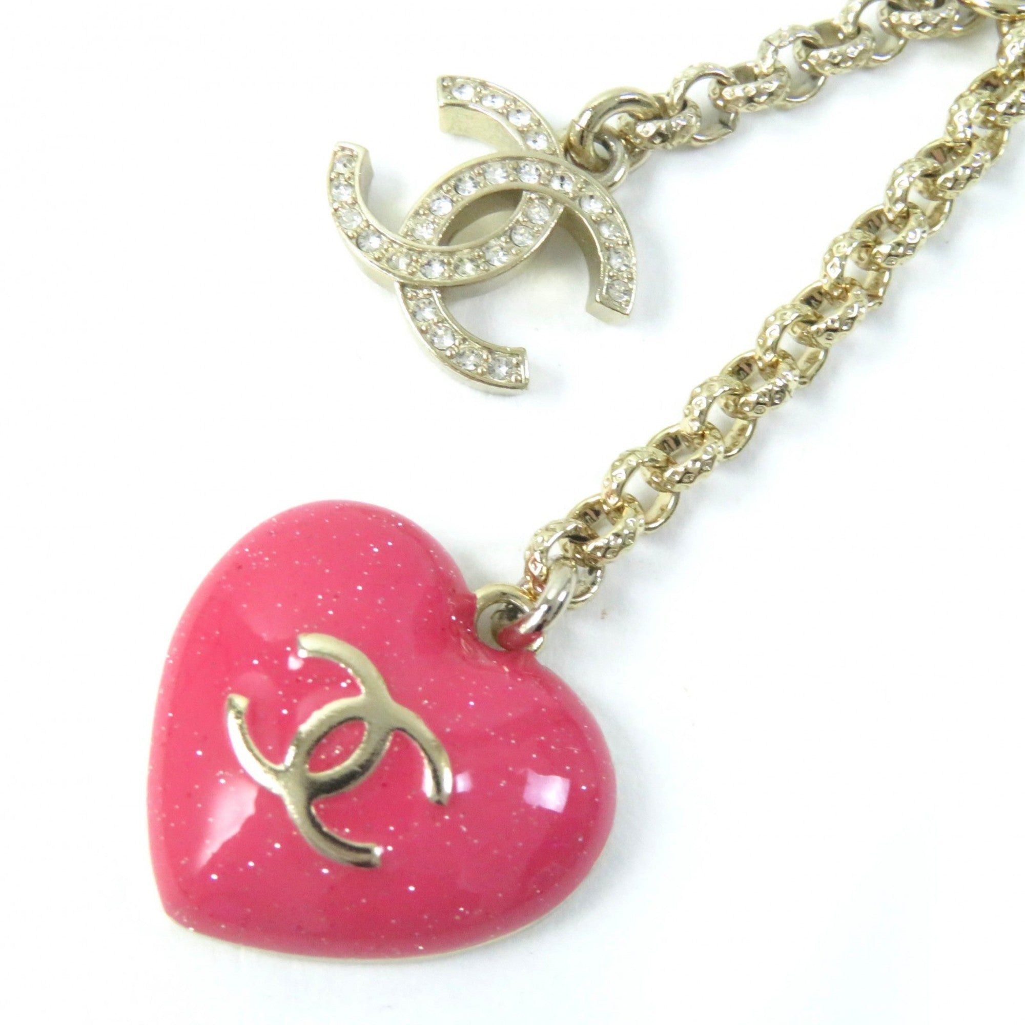 CC Logo Heart Pendant Necklace Gold-Tone Metal
